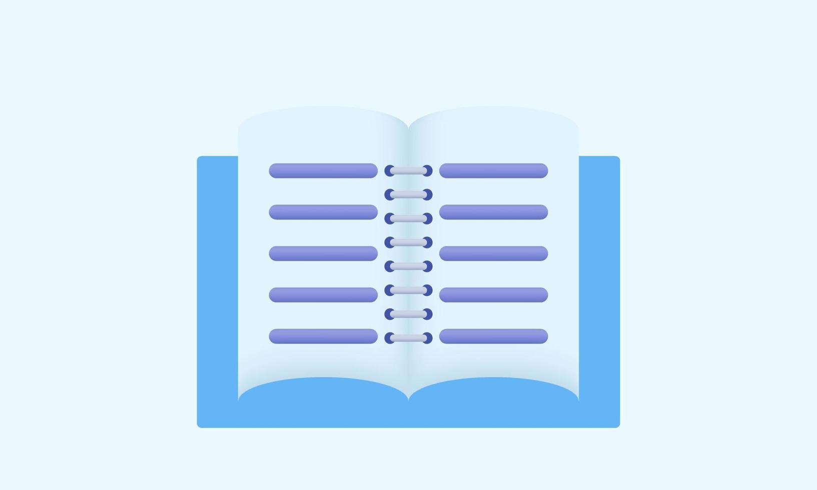 unique 3d blue empty notepad on pastel design icon isolated on vector