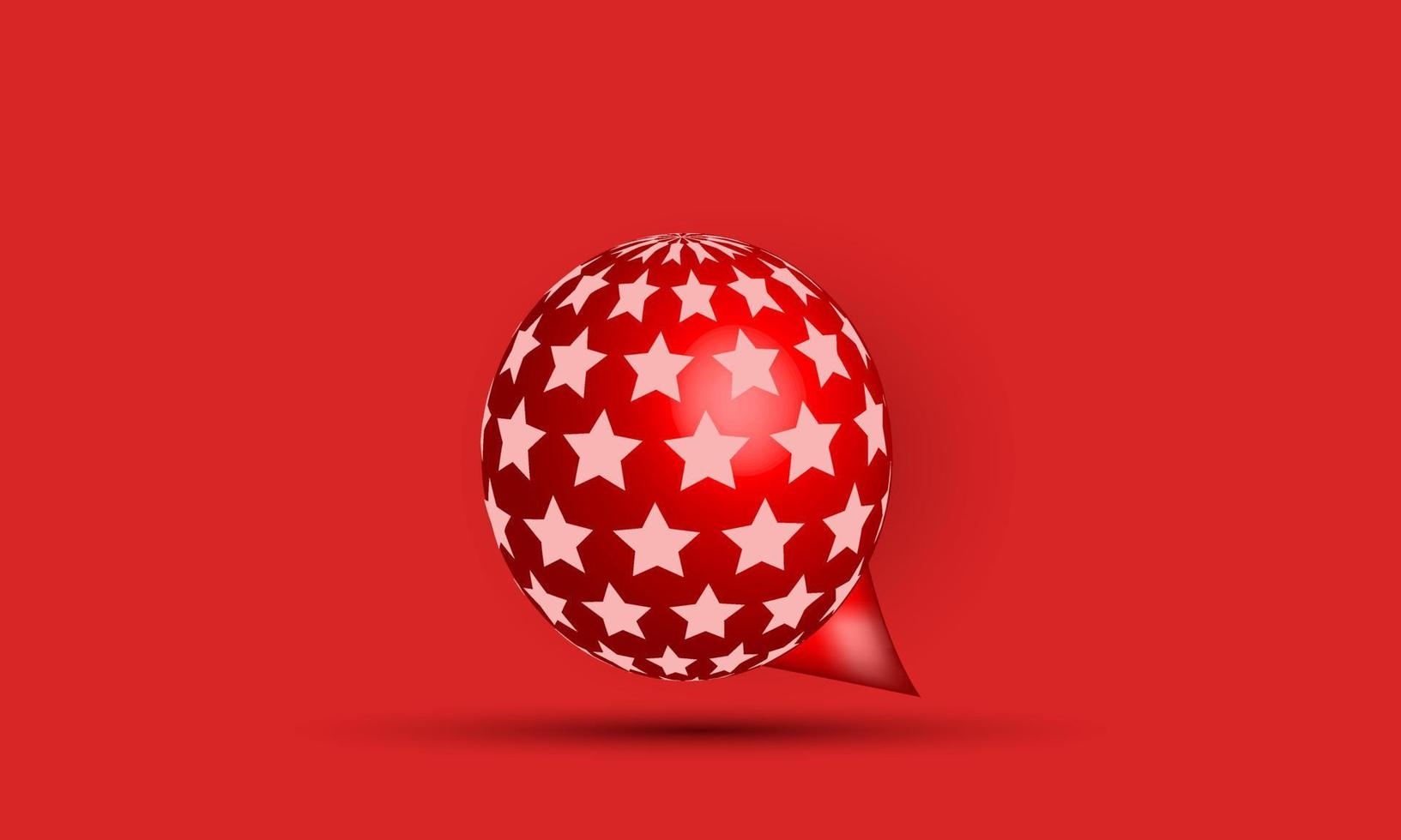 icono de chat de burbuja de estrella roja 3d único aislado en vector