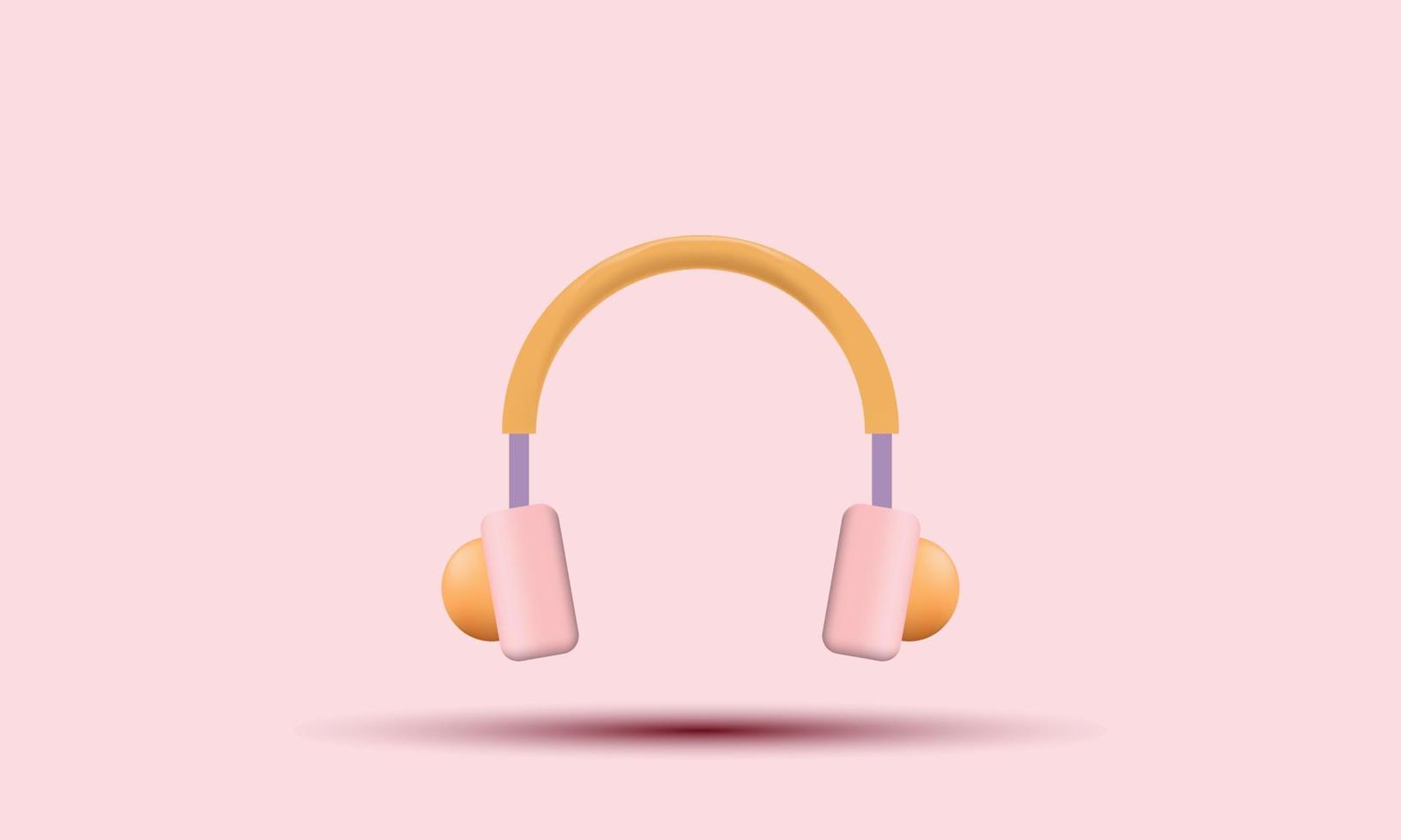 unique 3d pink headphones icon rendering isolated on vector