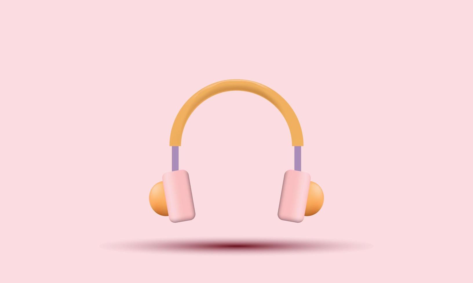 única representación de icono de auriculares rosa 3d aislada en vector