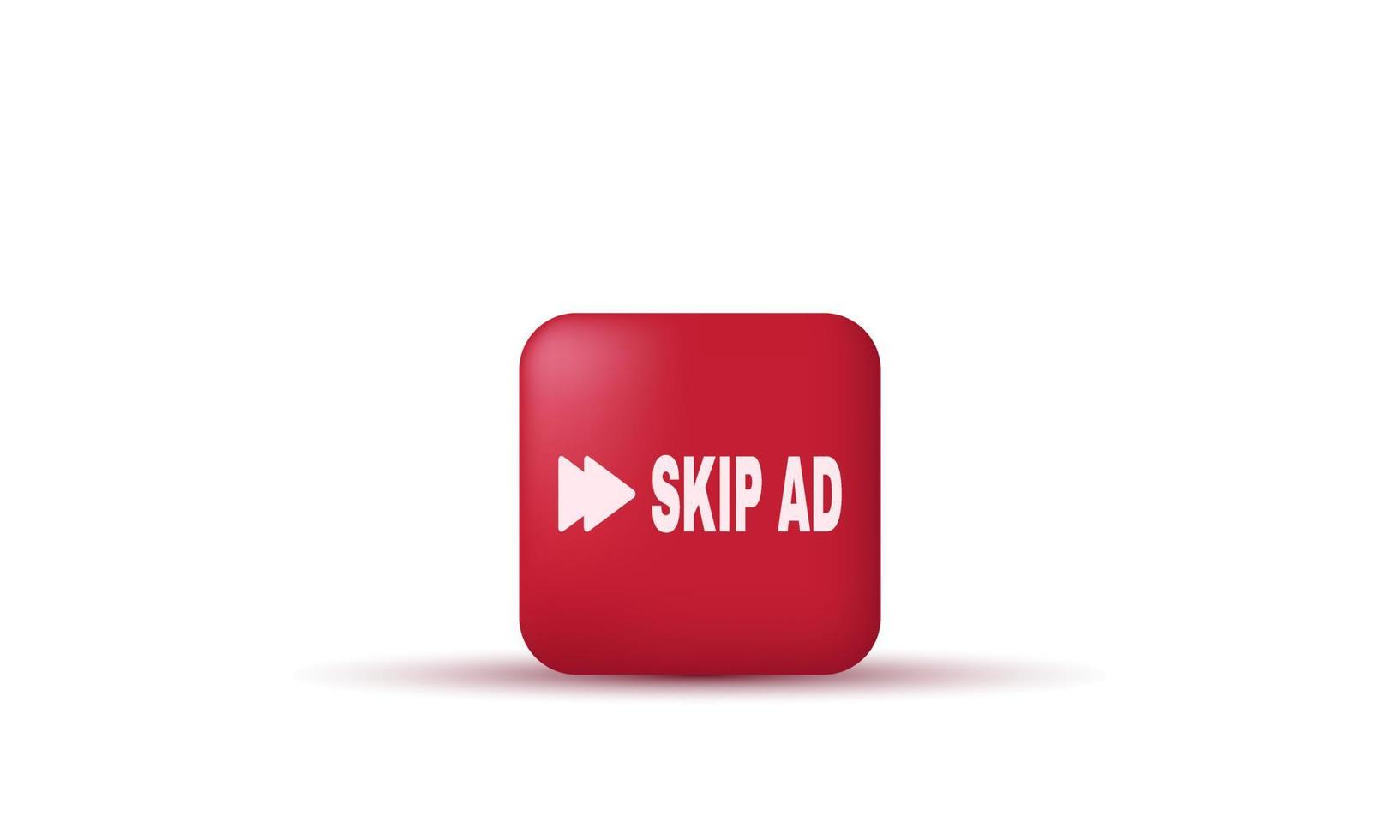 unique 3d red button skip ad apply icon isolated on vector