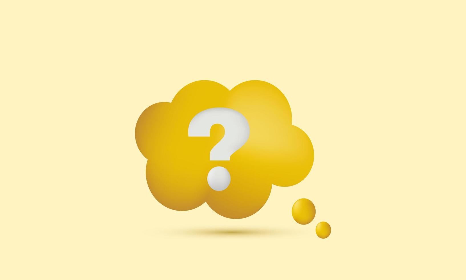 unique realistic 3d speech cloud bubble question mark faq support icon design isolated on vector