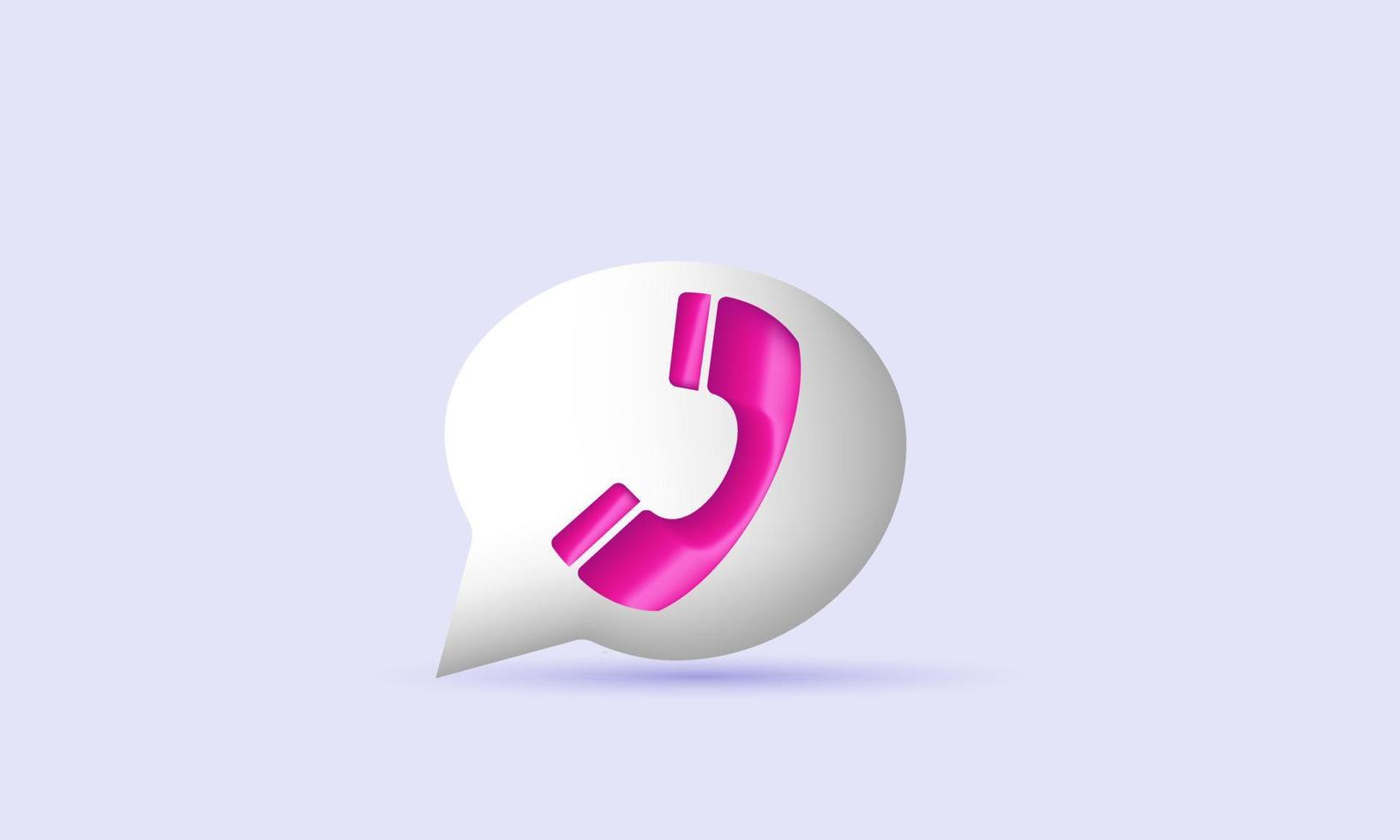 diseño de icono 3d de burbuja de voz de auricular de teléfono realista de vector único aislado en