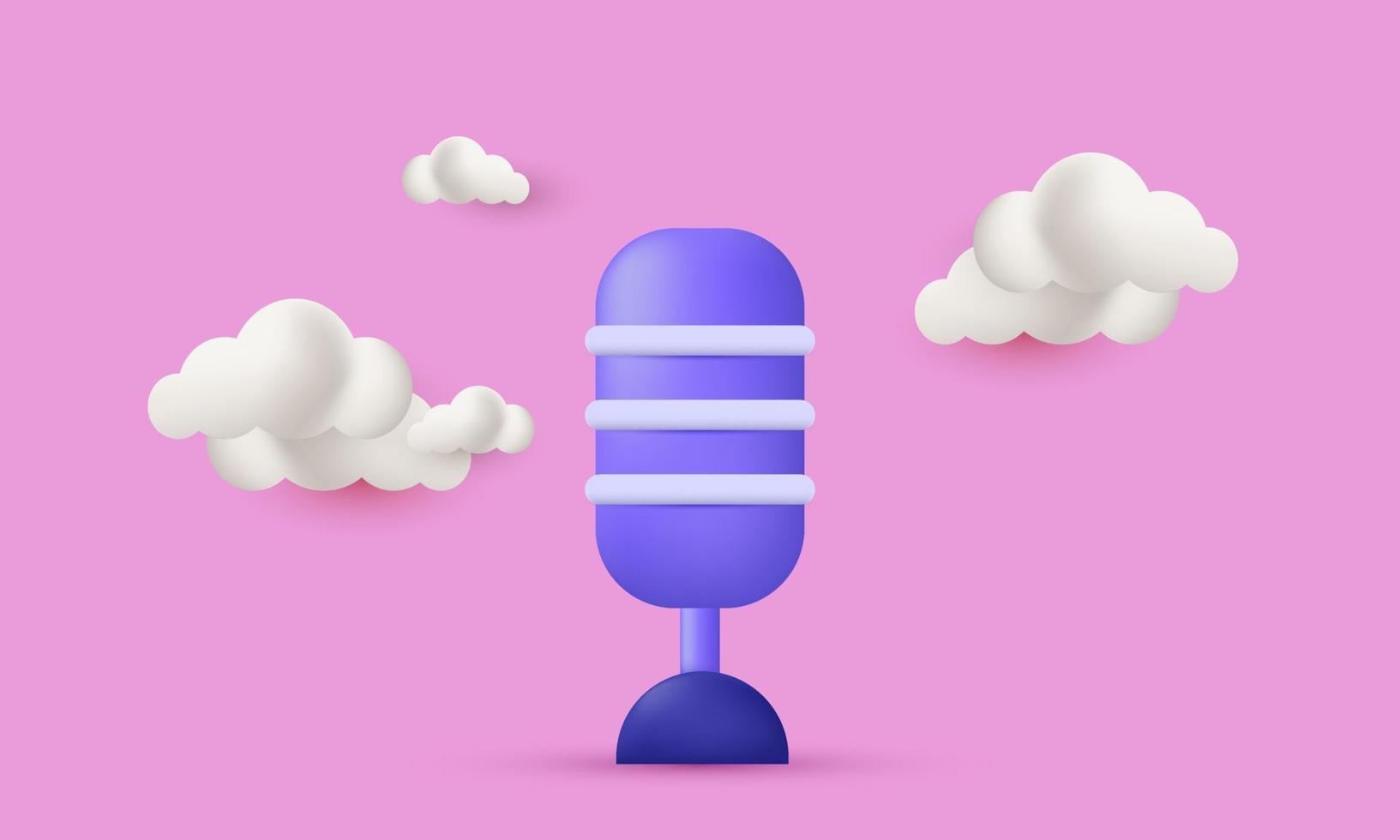 unique realistic vector 3d microphone icon isolated on