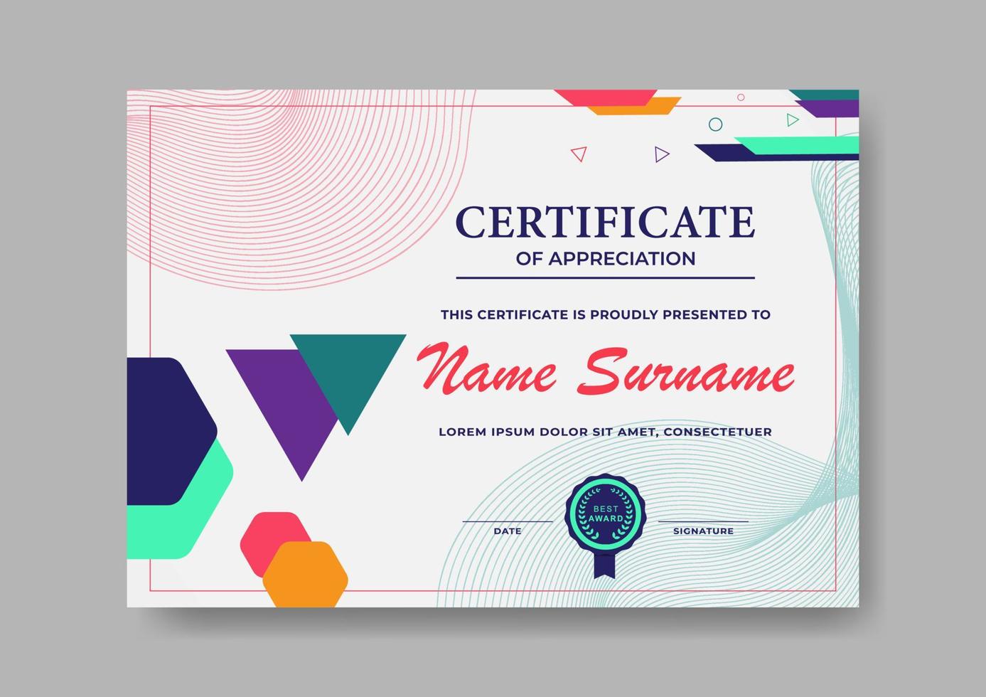 diseño de plantilla de certificado elegante y hermoso para empresas, graduación y organización vector