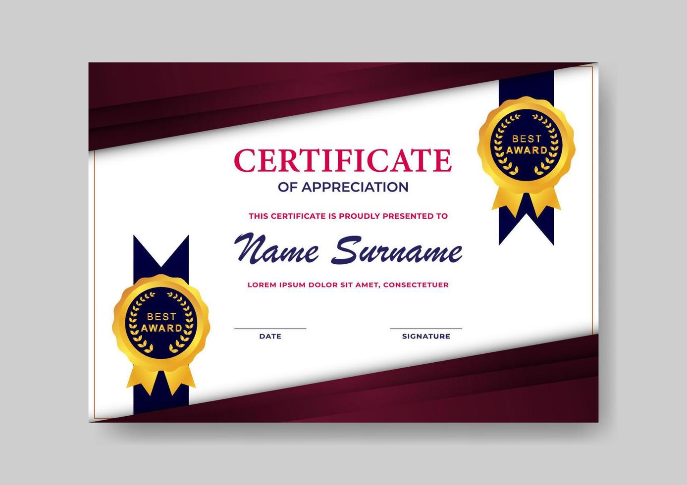Elegant And Beautiful Certificate Template Design For  Corporate, Graduation, and Organization vector