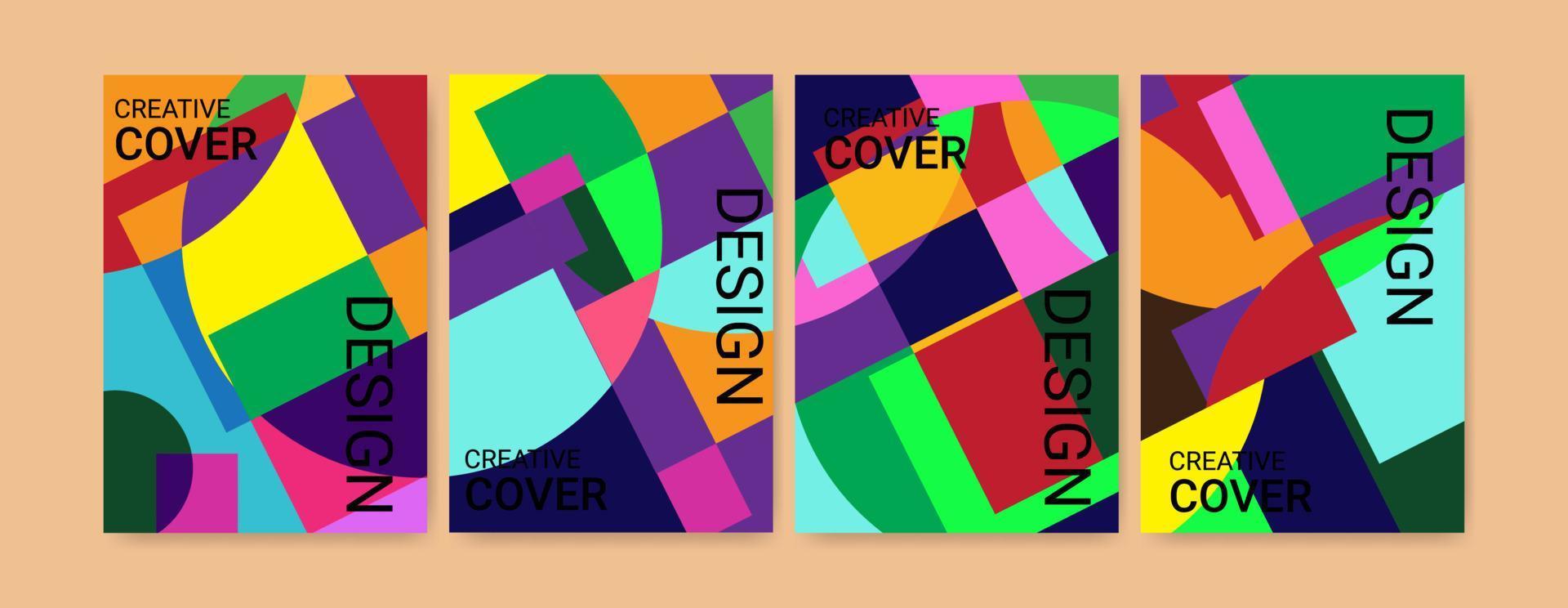 Set Of Geometrical Cover Design Template In A4 Size vector