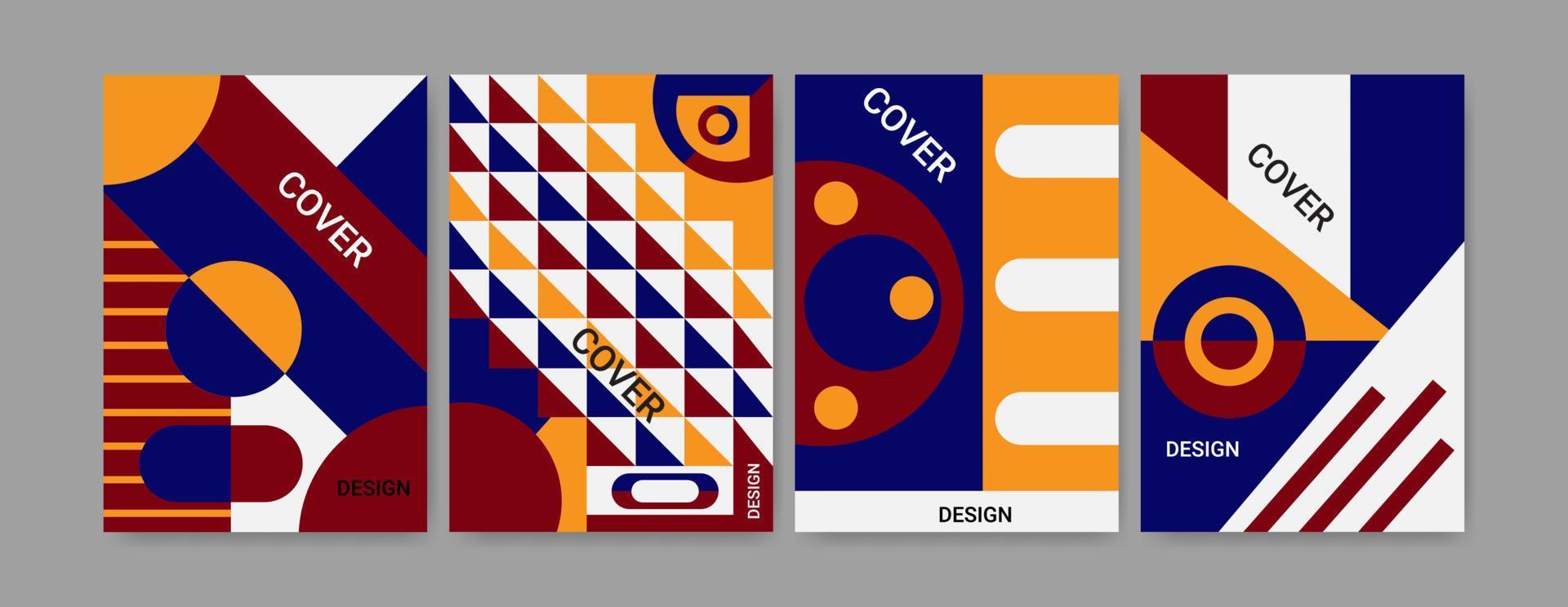 Set Of Geometrical Cover Design Template In A4 Size vector