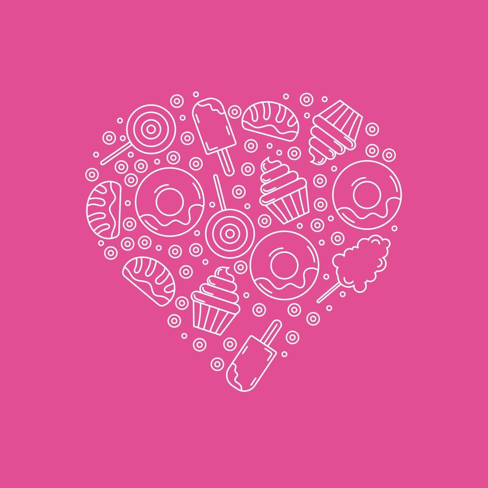 Doodle sweets  candy  ice cream illustration. - Vector. vector