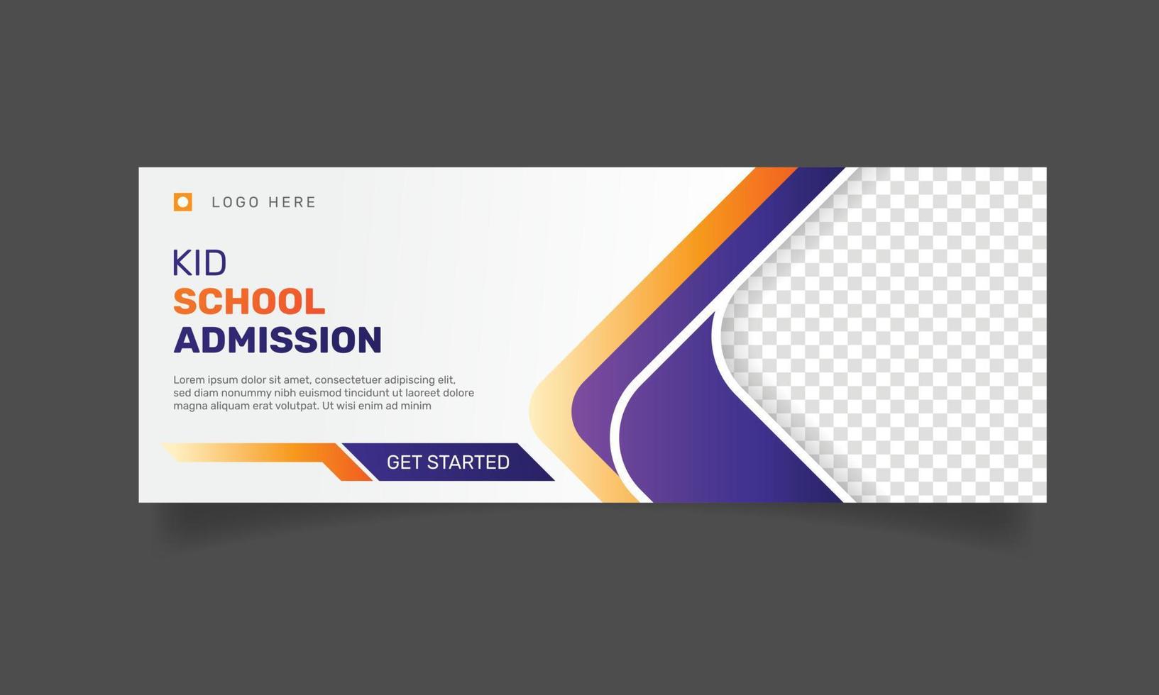 School admission banner flyer. Social media cover photo design template. - Vector. vector