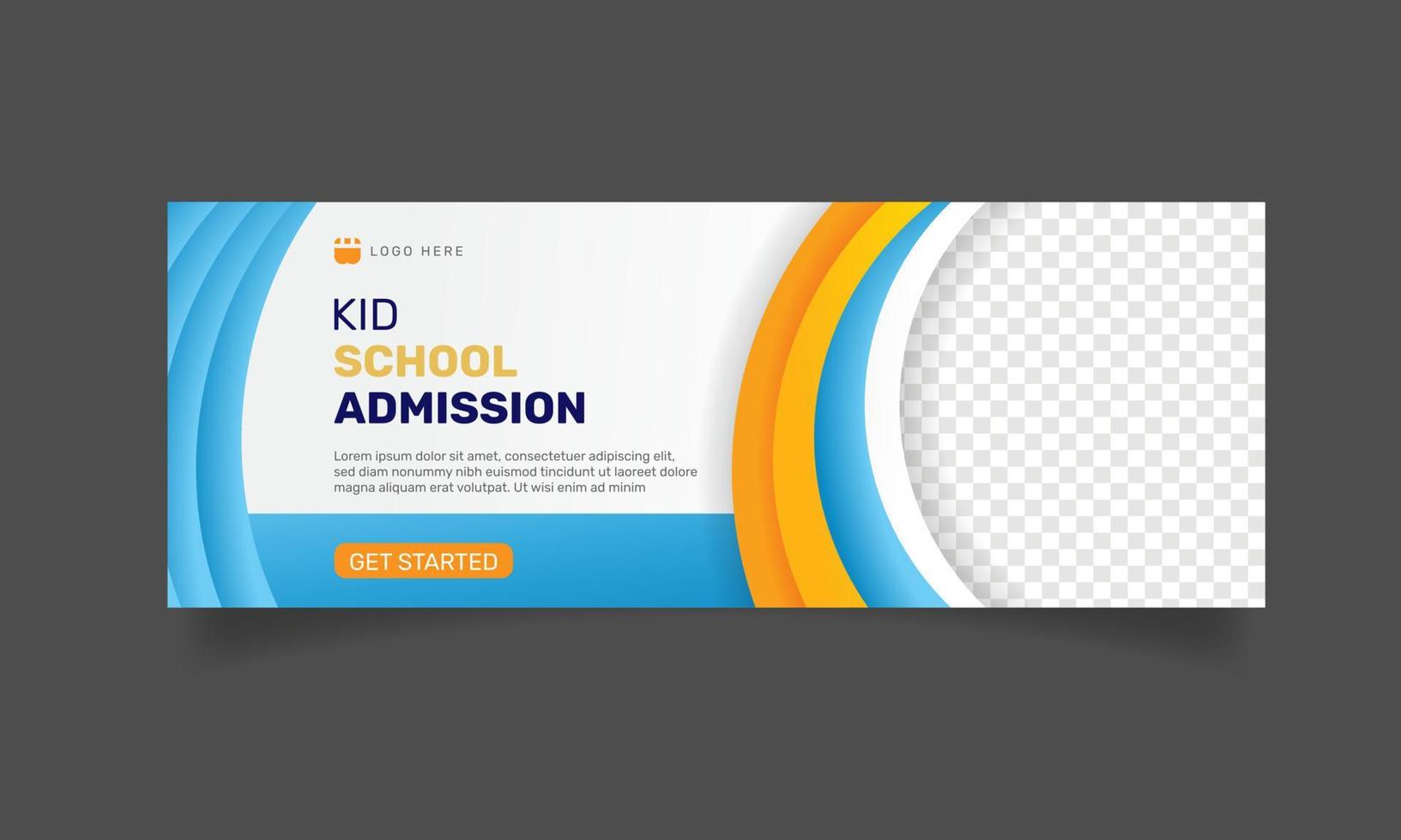 School admission banner flyer. Social media cover photo design template. - Vector. vector