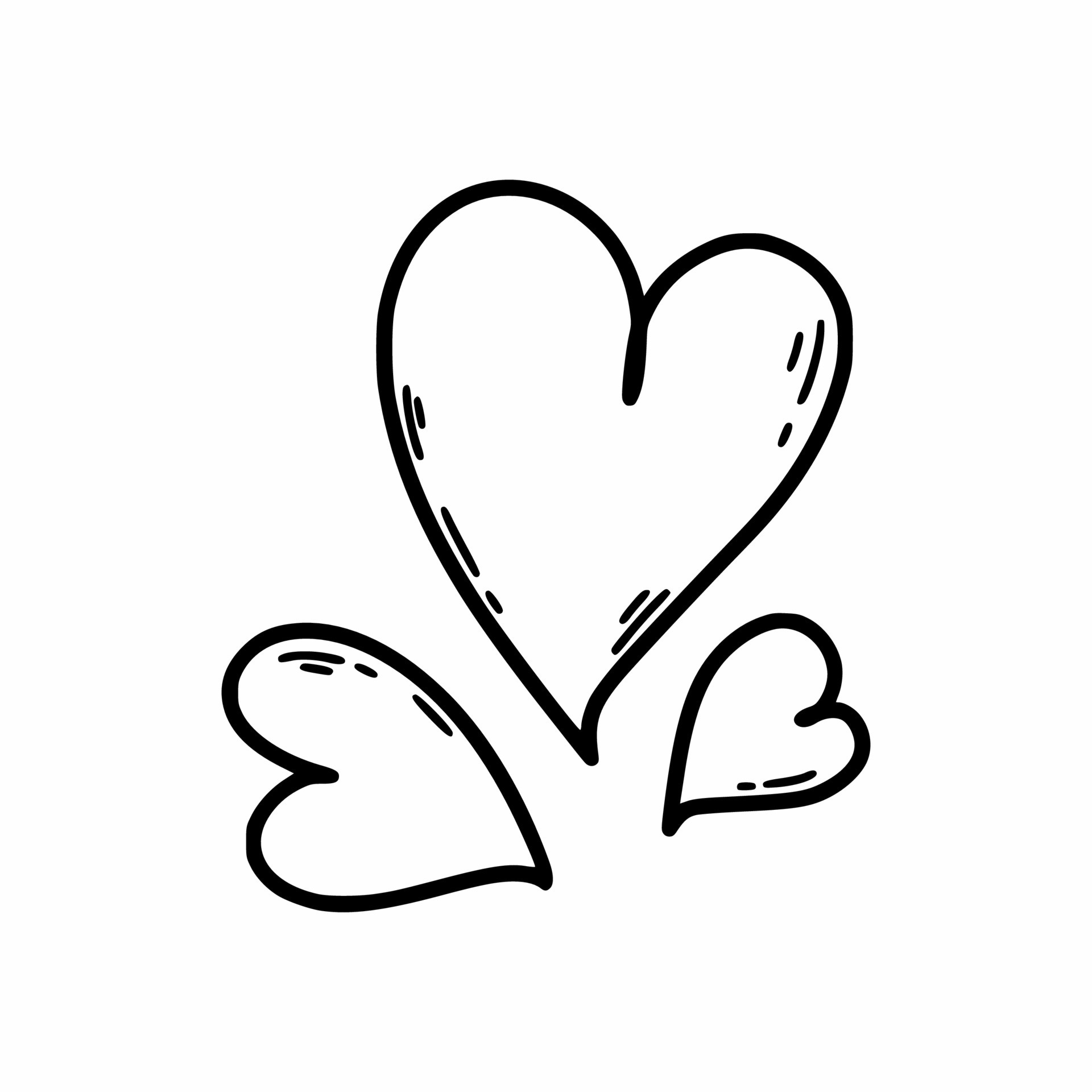Cute doodle heart with wings. Hand drawn illustration. Sticker