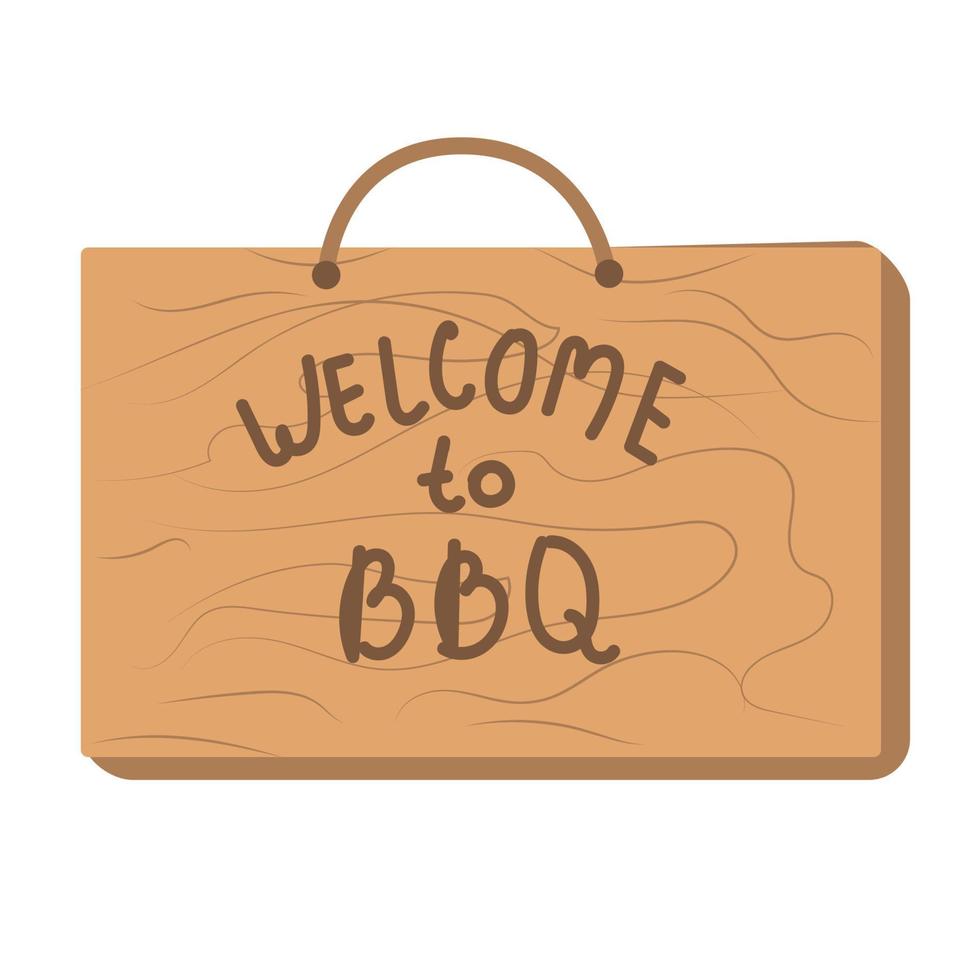 Clip art of a wooden signboard, camping, welcome to camping, vector illustration on a white background.