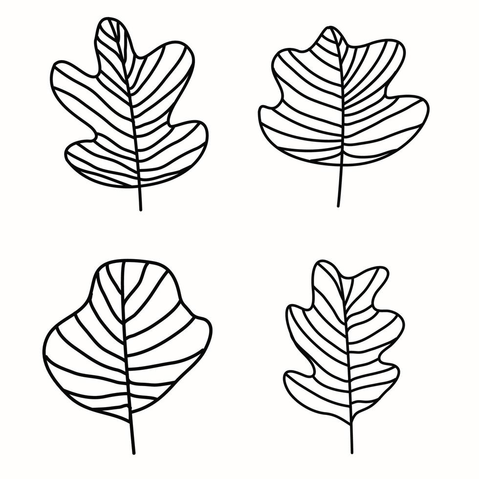 Hand-painted decorative leaves. Tree branches with leaves and flowers vector
