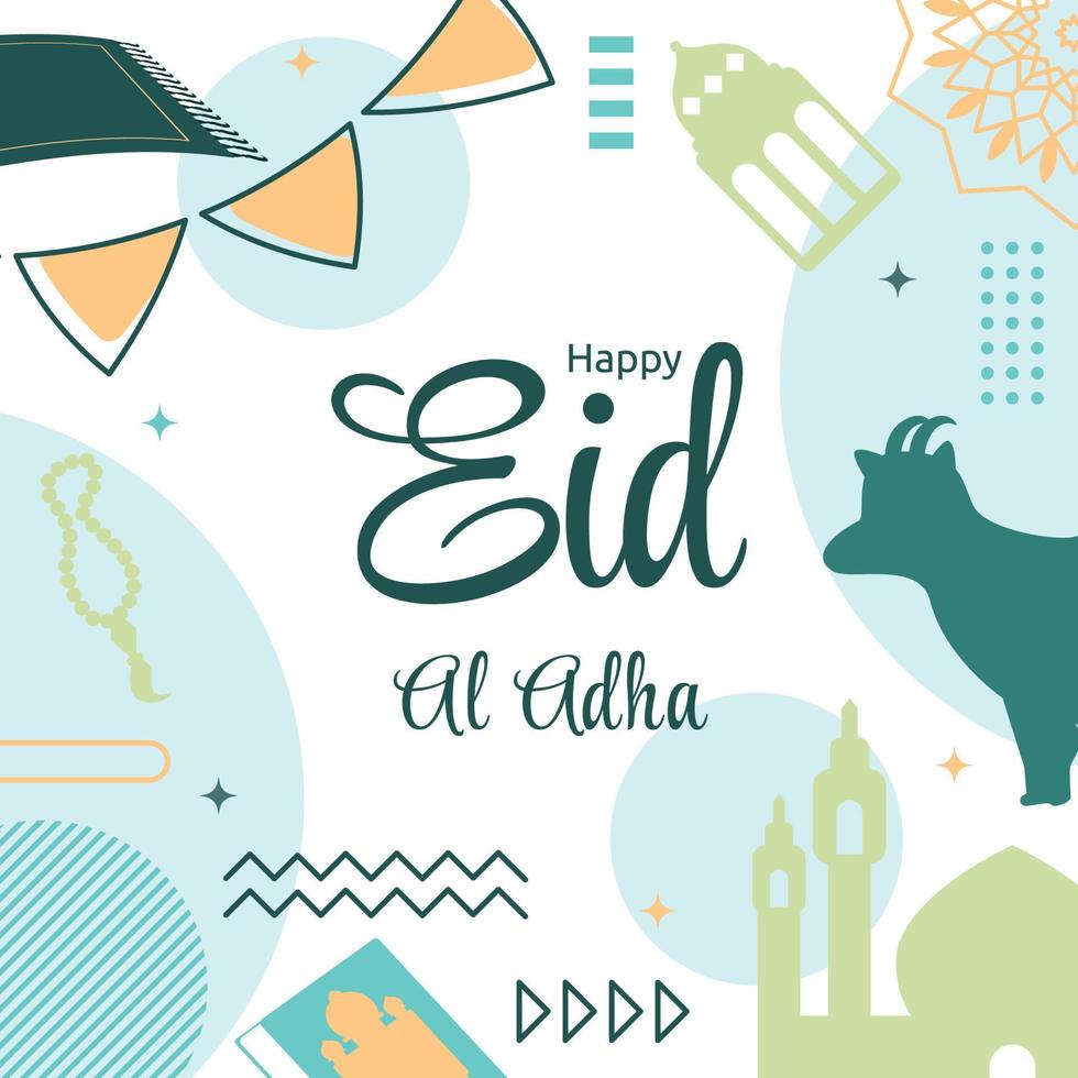 Eid Adha Mubarak Islamic Event Square Gift Card Background vector