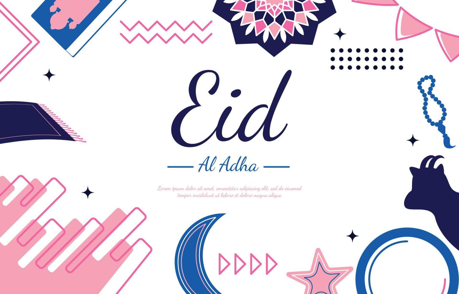 eid adha mubarak evento islámico fondo de tarjeta de regalo de memphis vector