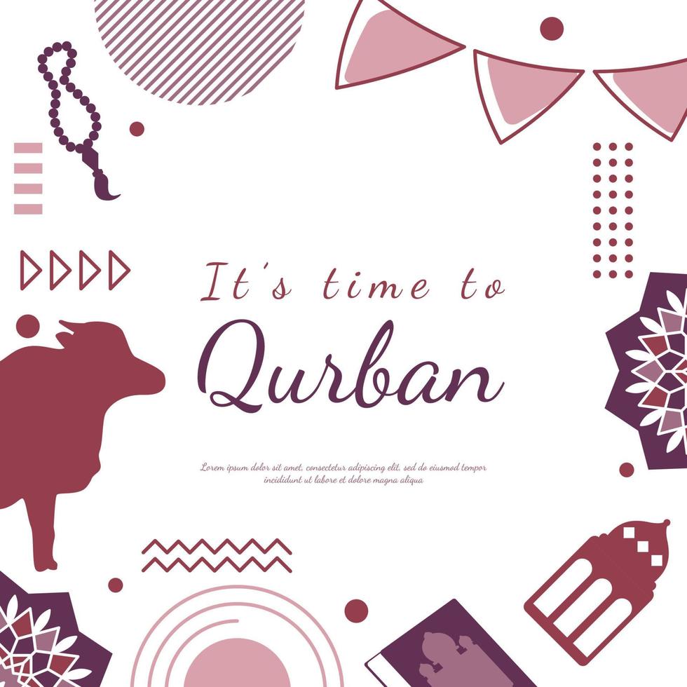 Eid Adha Mubarak Islamic Event Square Gift Card Background vector