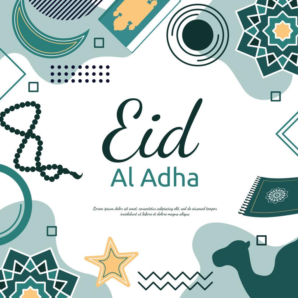 Eid Adha Mubarak Islamic Event Square Gift Card Background vector