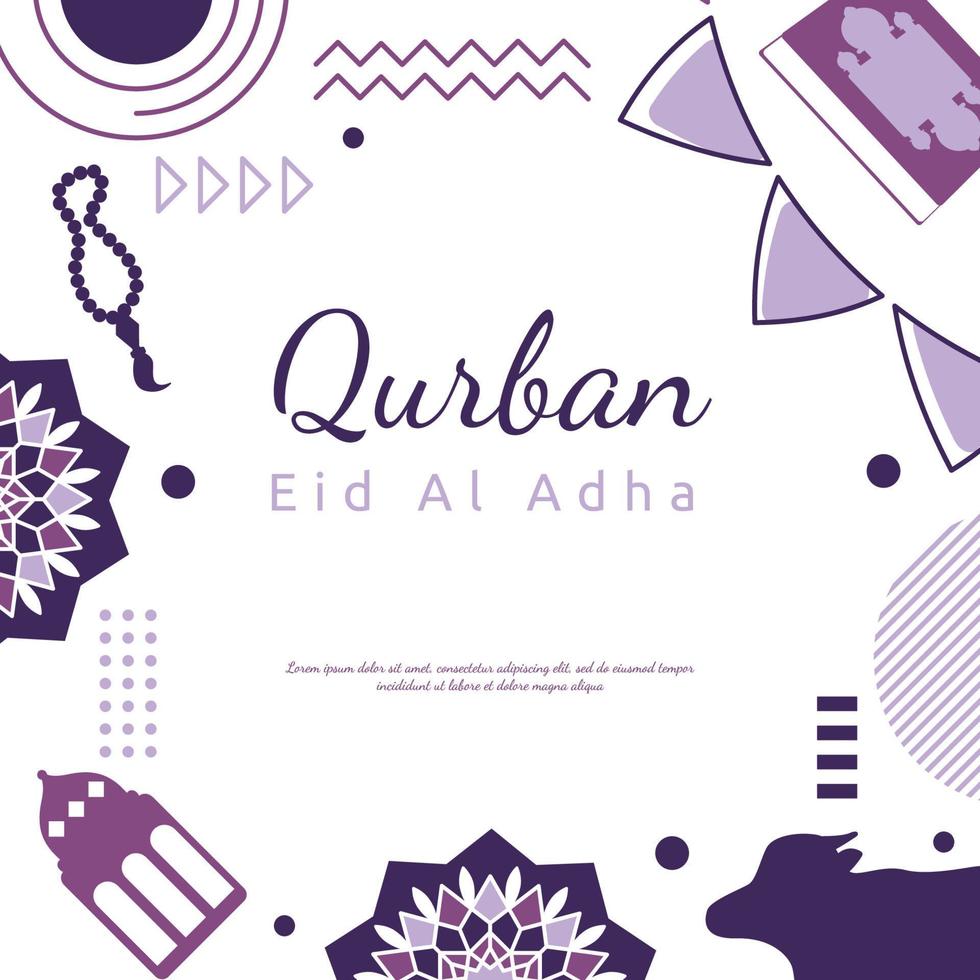 Eid Adha Mubarak Islamic Event Square Gift Card Background vector