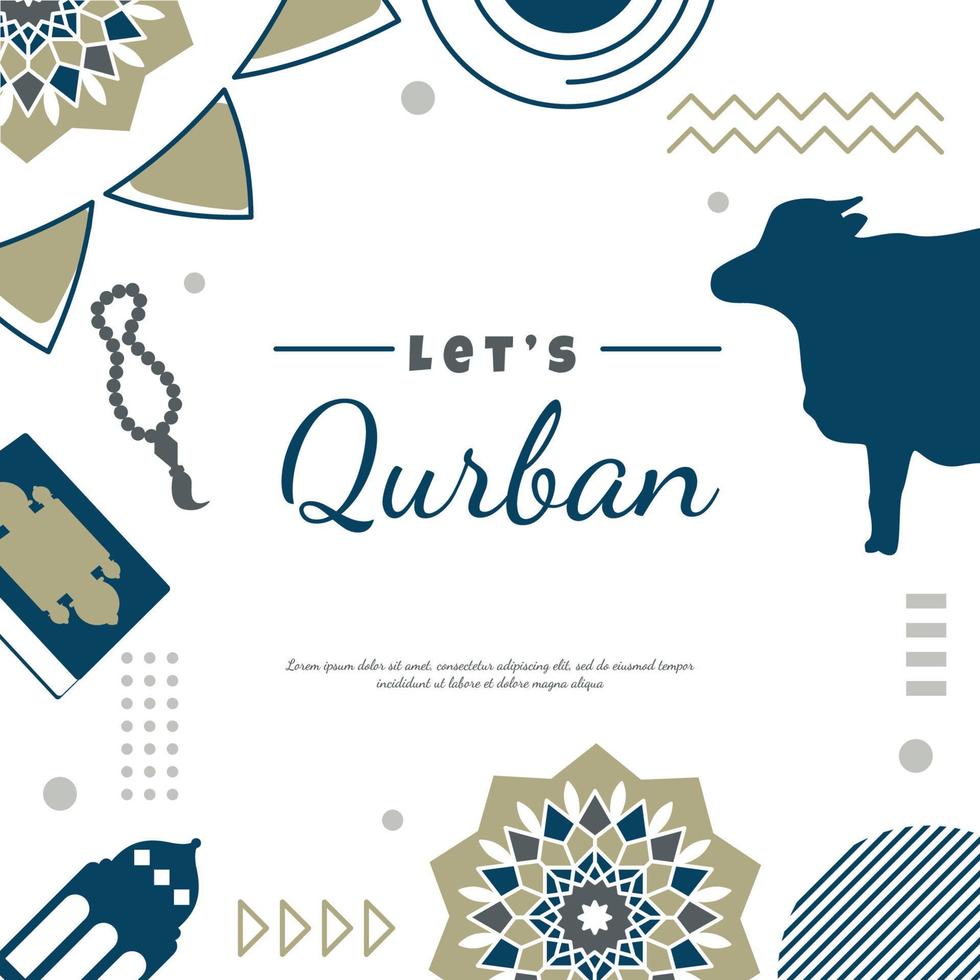 Eid Adha Mubarak Islamic Event Square Gift Card Background vector