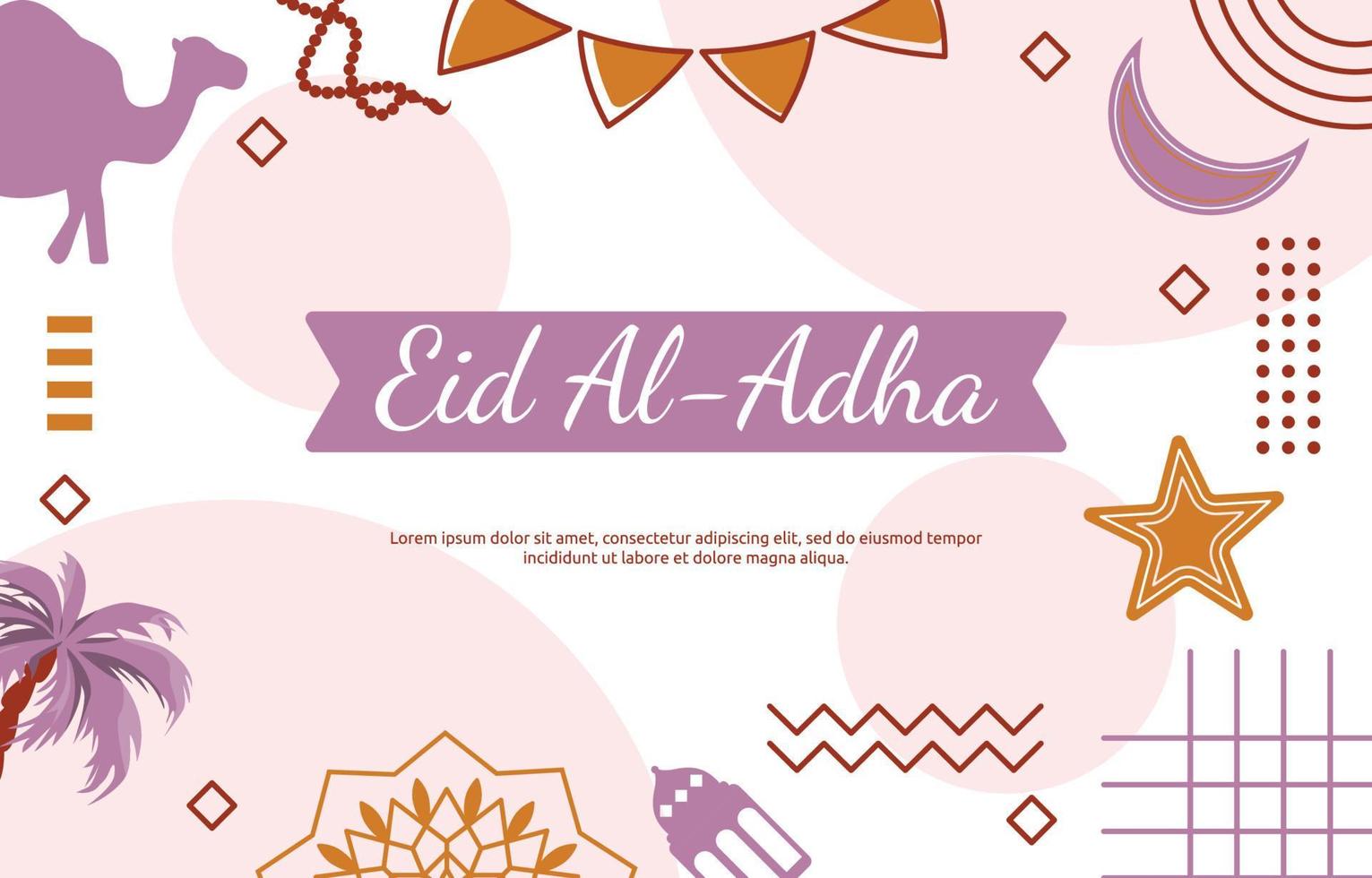 Eid Adha Mubarak Islamic Sacrifice Event Memphis Card Background vector