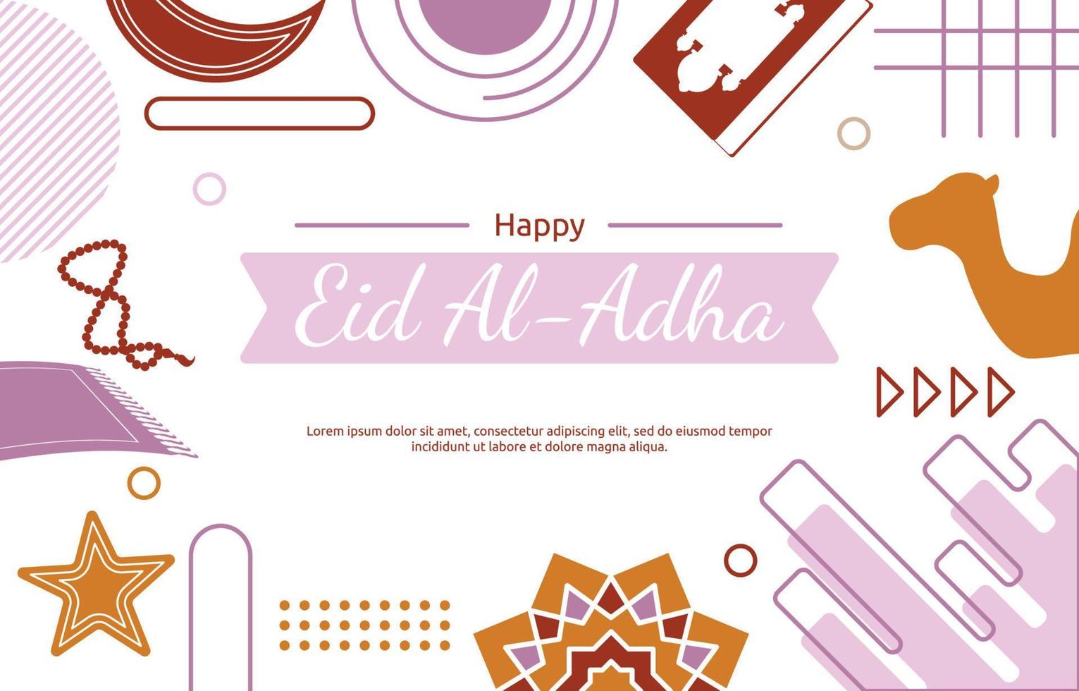 Eid Adha Mubarak Islamic Event Memphis Gift Card Background vector