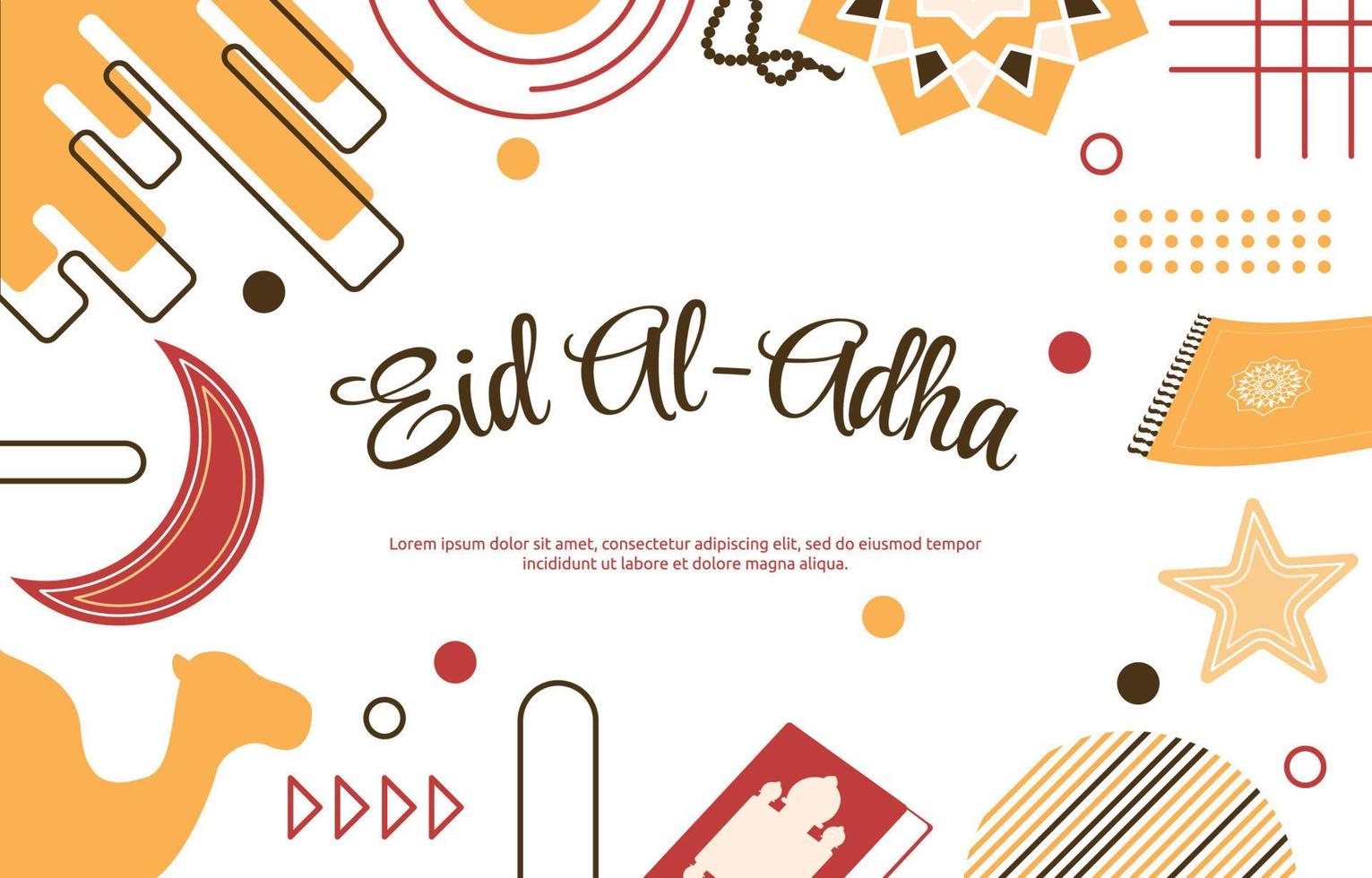 eid adha mubarak evento islámico fondo de tarjeta de regalo de memphis vector