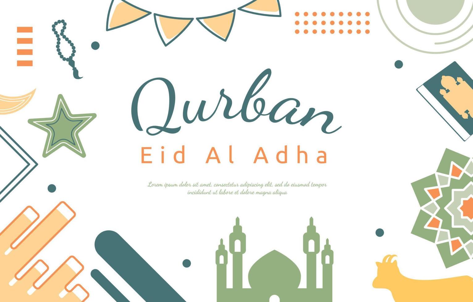 Eid Adha Mubarak Islamic Sacrifice Event Memphis Card Background vector