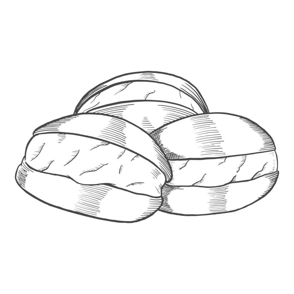 maritozzi italy or italian cuisine traditional food isolated doodle hand drawn sketch with outline style vector