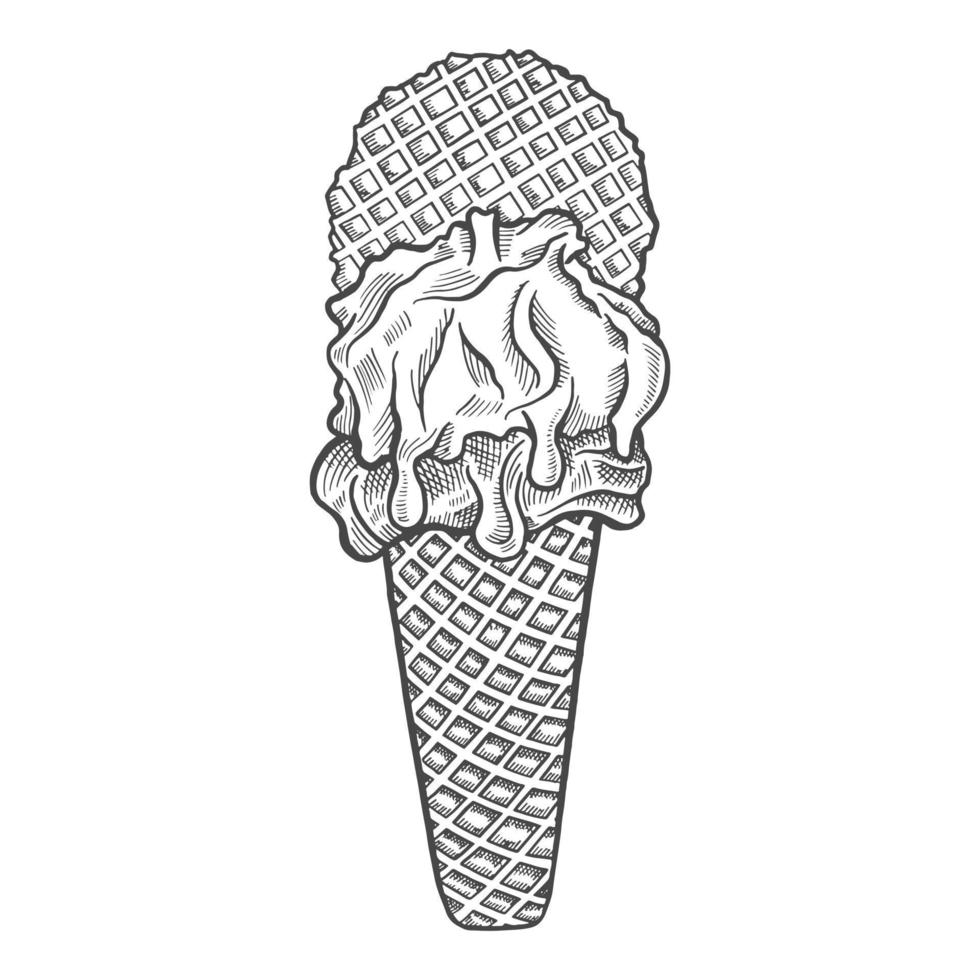 gelato ice cream italy or italian cuisine traditional food isolated doodle hand drawn sketch with outline style vector