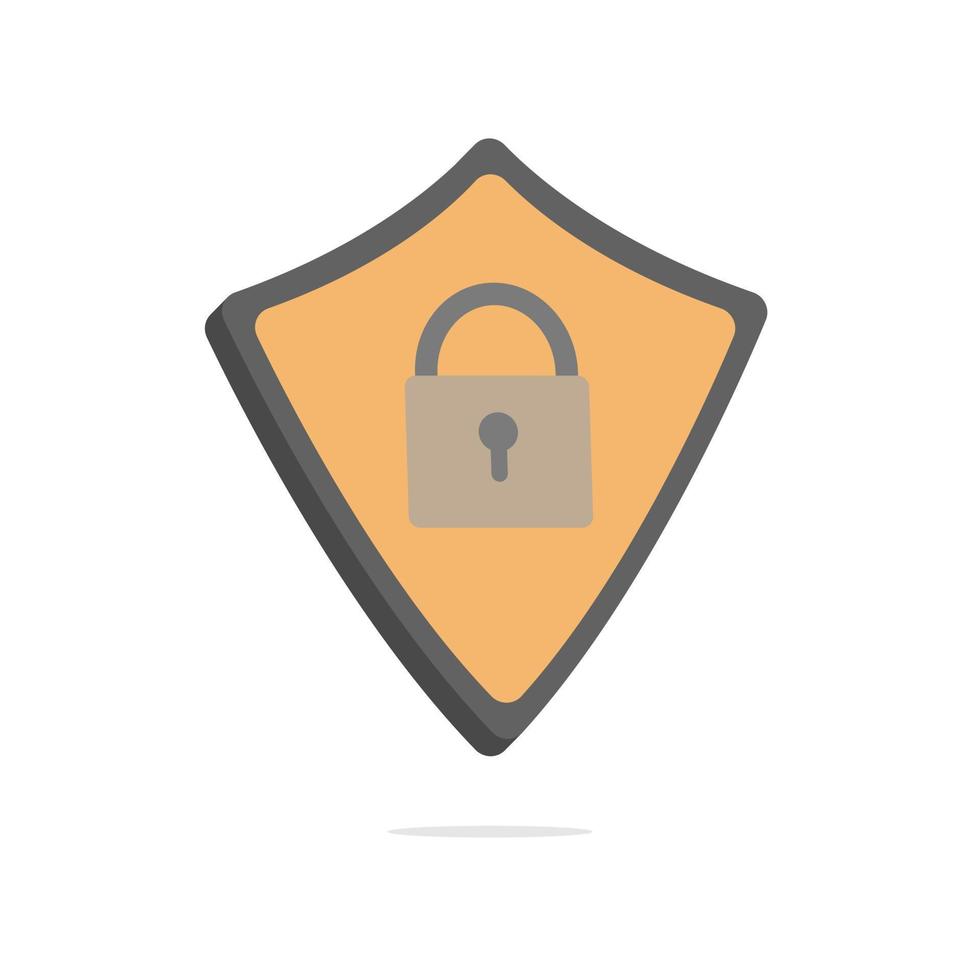 3d shield and padlock concept in minimal cartoon style vector