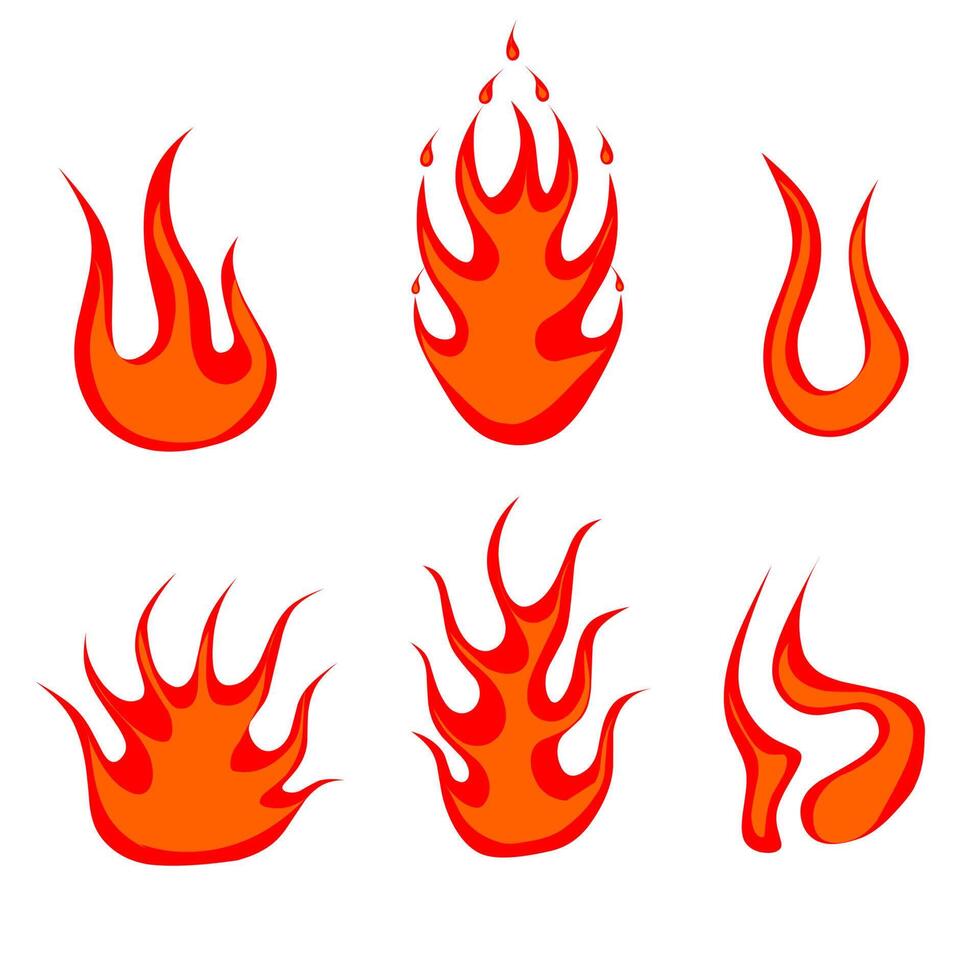 colección de iconos de fuego rojo ardiente. Aislado en un fondo blanco. ilustración vectorial ideal para logotipos web, creación de animaciones y otras necesidades de diseño. vector