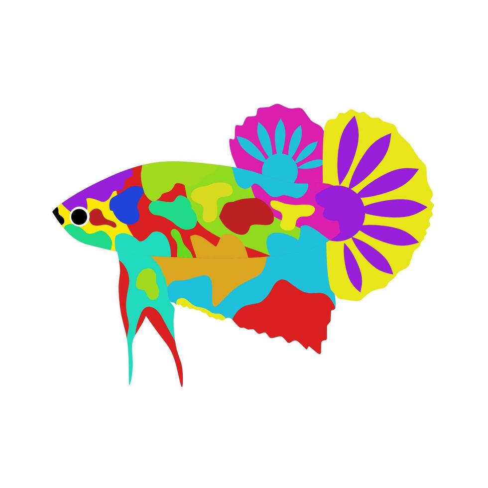 betta diseño vectorial del logotipo multicolor. Aislado en un fondo blanco. vector