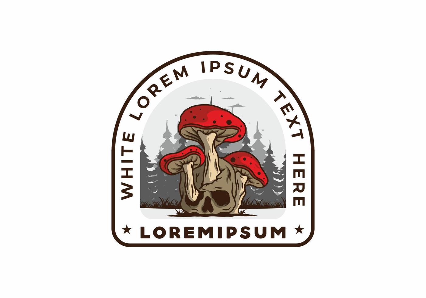 Mushroom growing on human skull illustration vector