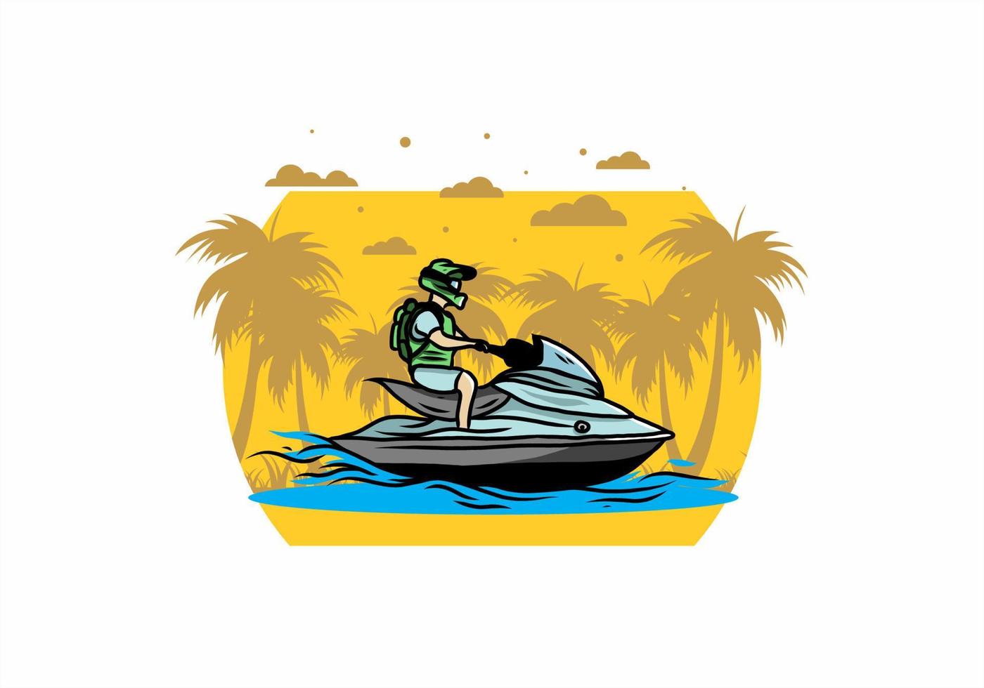 jet sky sport on the beach illustration vector