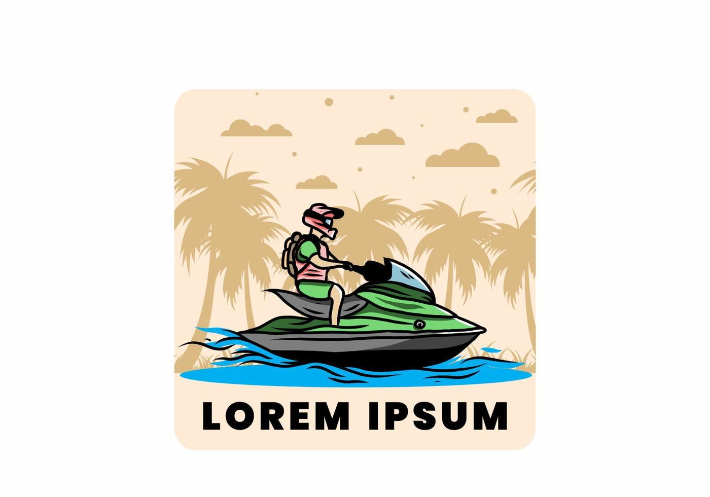 jet sky sport on the beach illustration vector