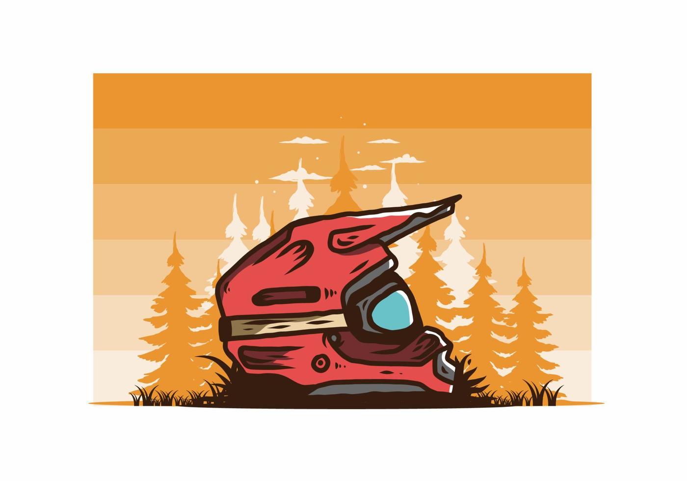 Outdoor motocross trail helmet illustration vector