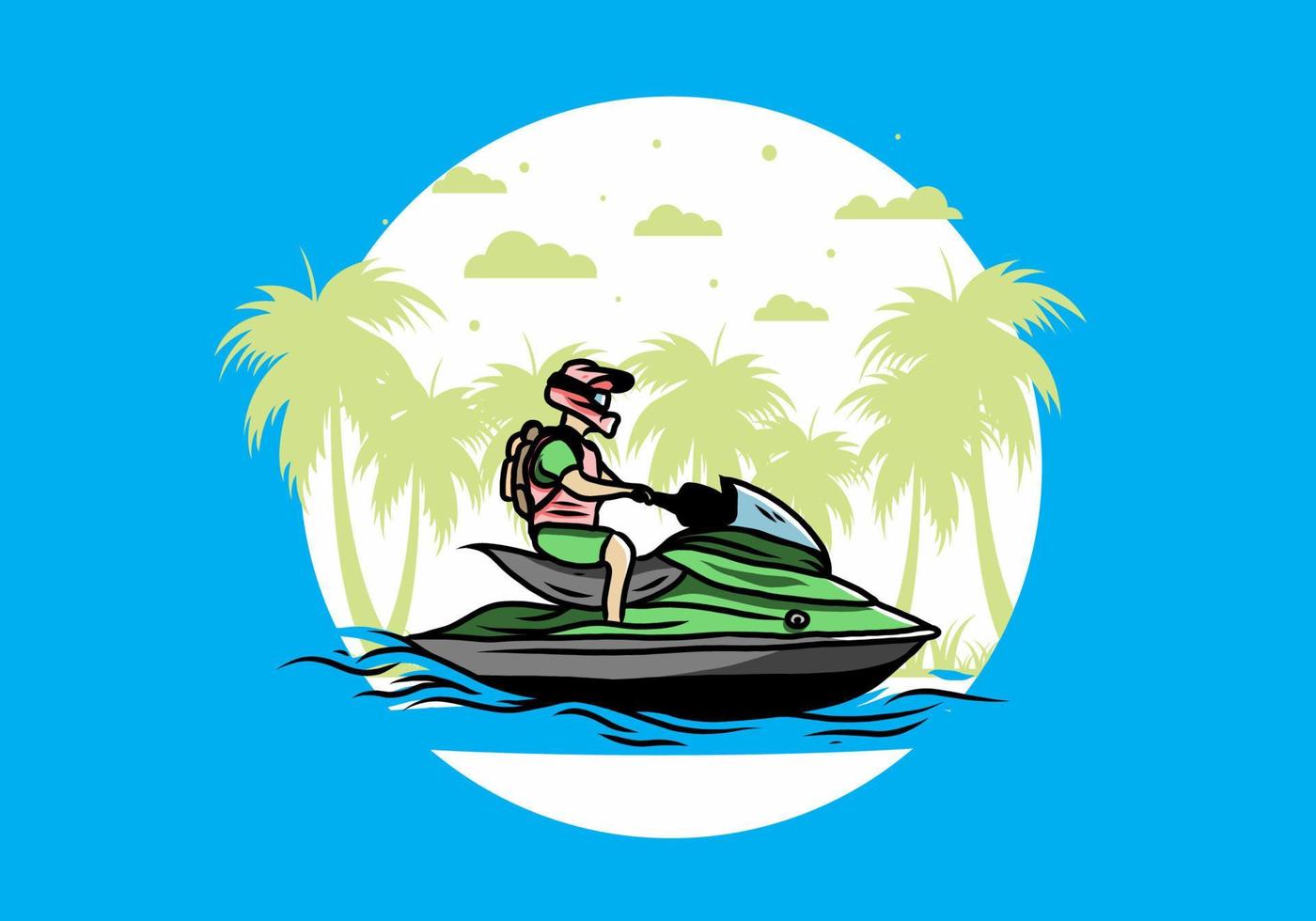 jet sky sport on the beach illustration vector