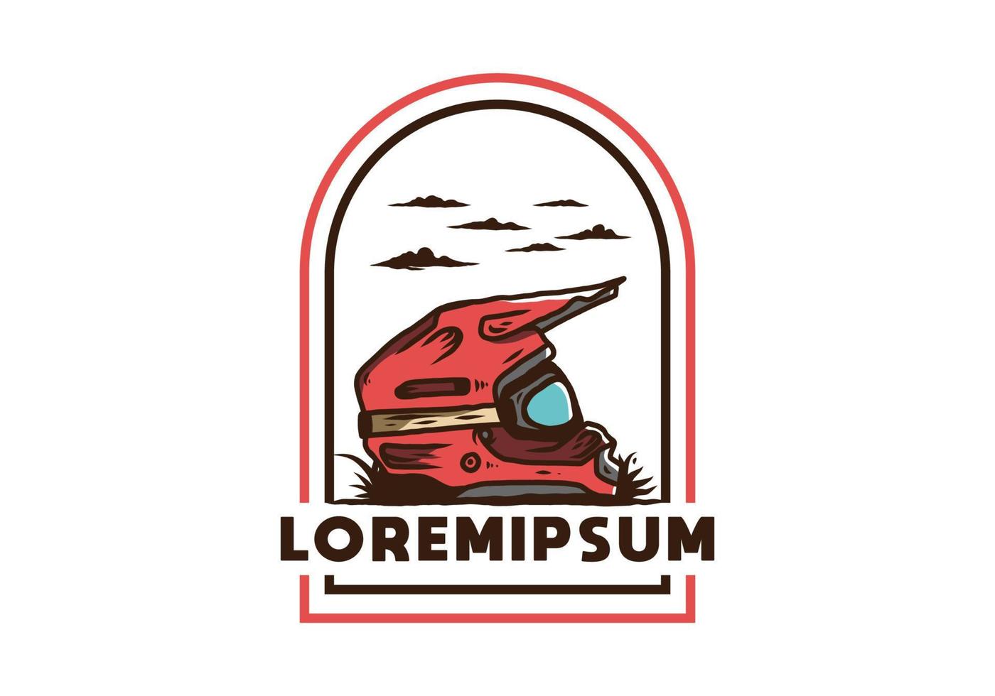 Outdoor motocross trail helmet illustration vector