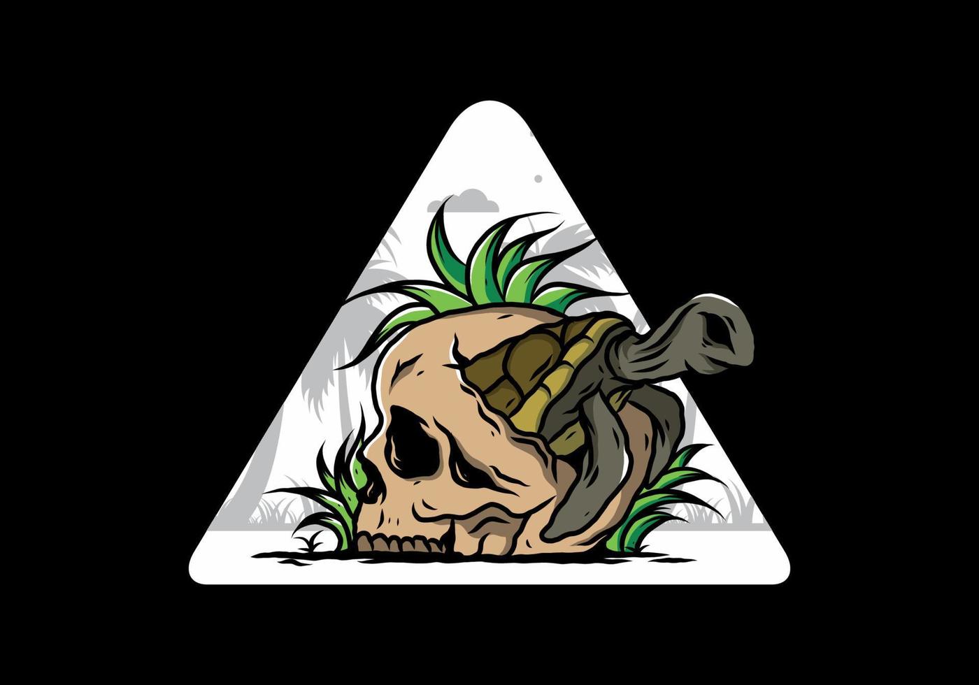 Sea turtle in the skull illustration vector
