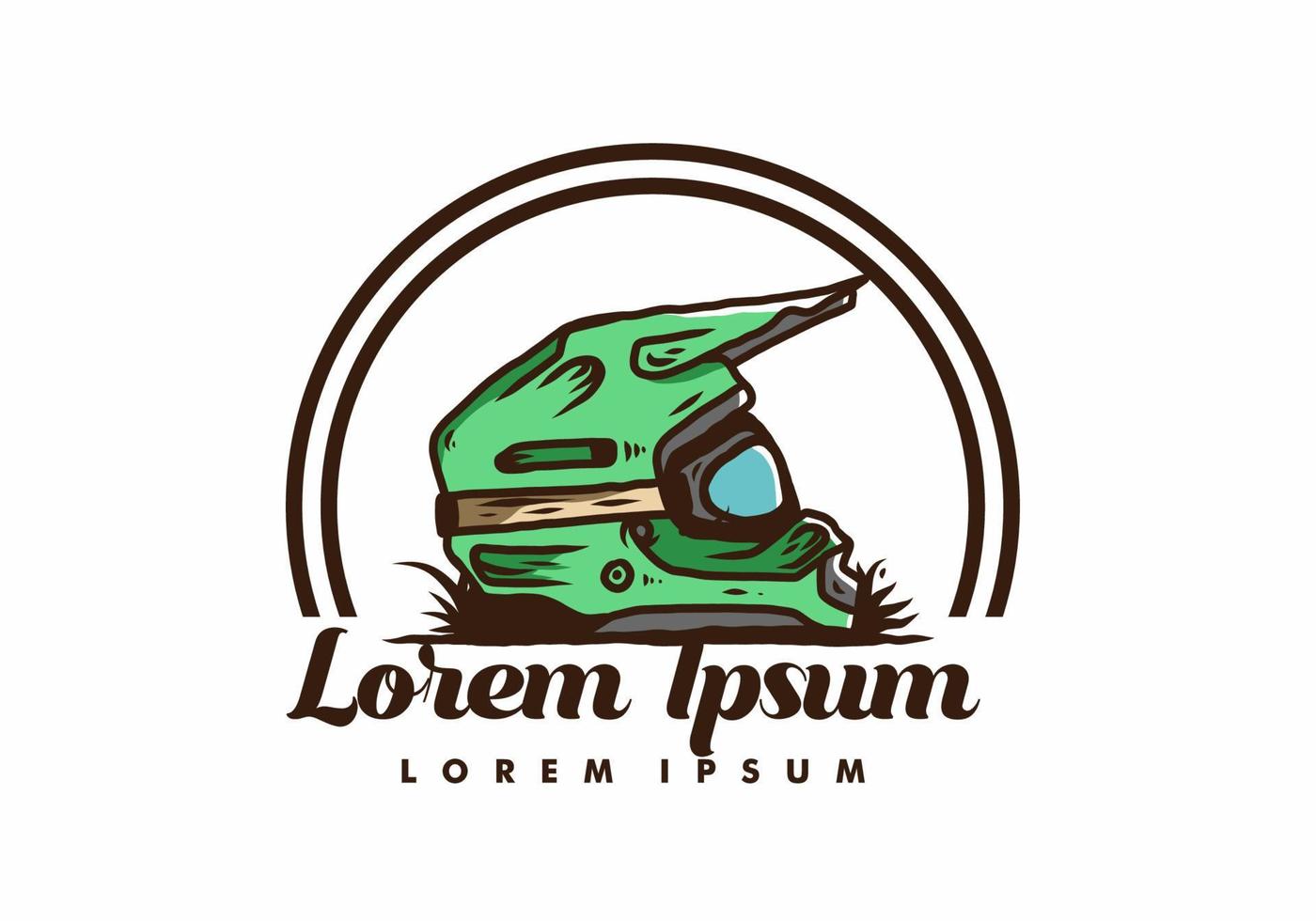 Outdoor motocross trail helmet illustration vector