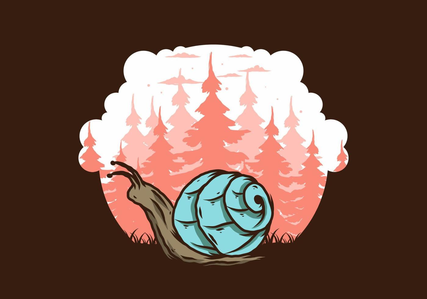 Snail creeping in the forest illustration vector