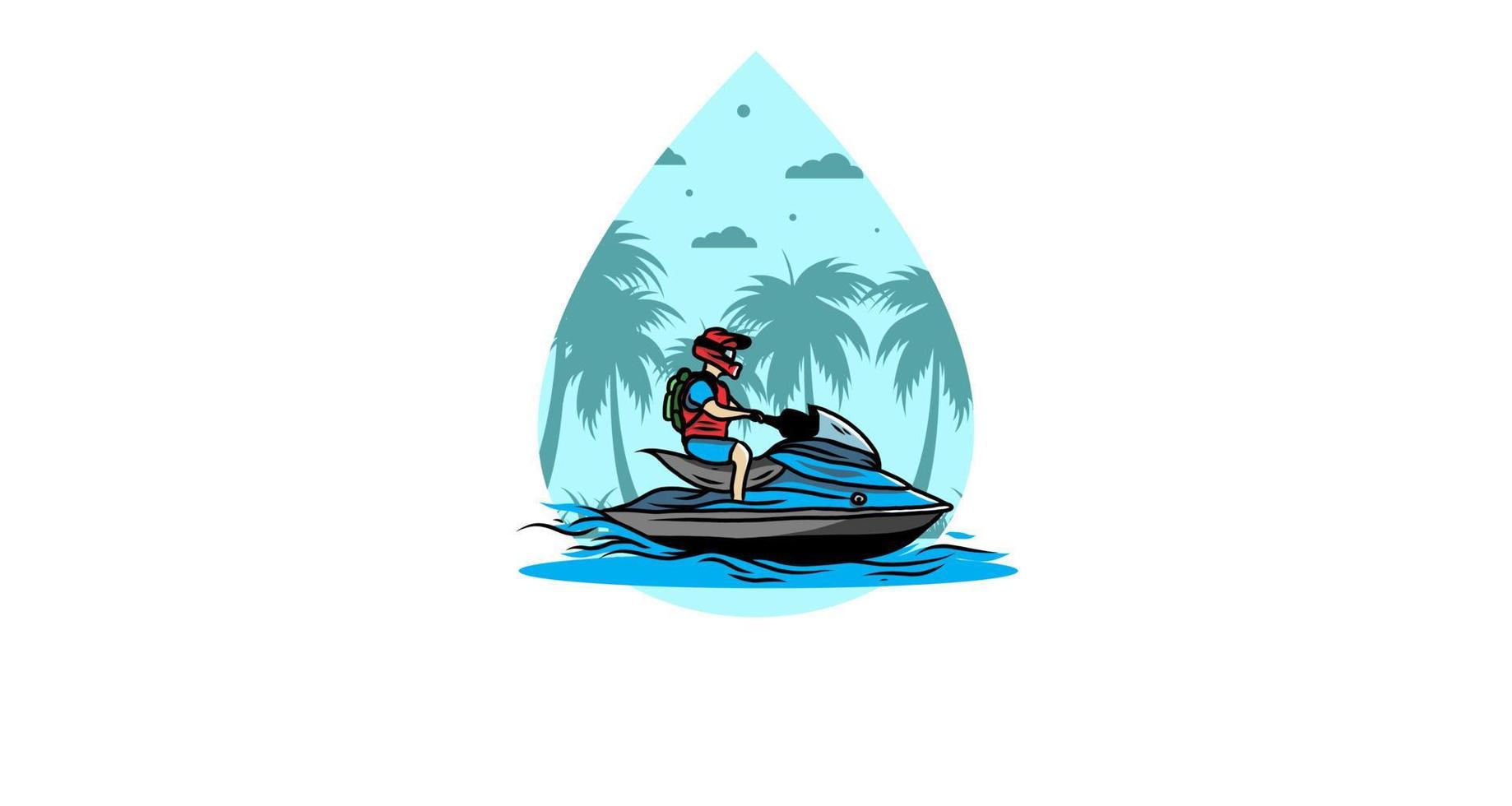 jet sky sport on the beach illustration vector