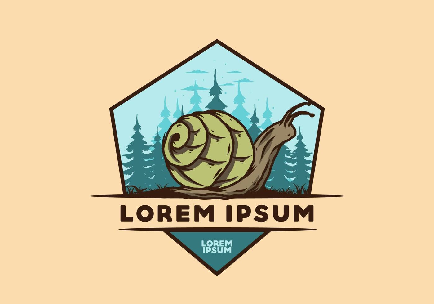 Snail creeping in the forest illustration vector