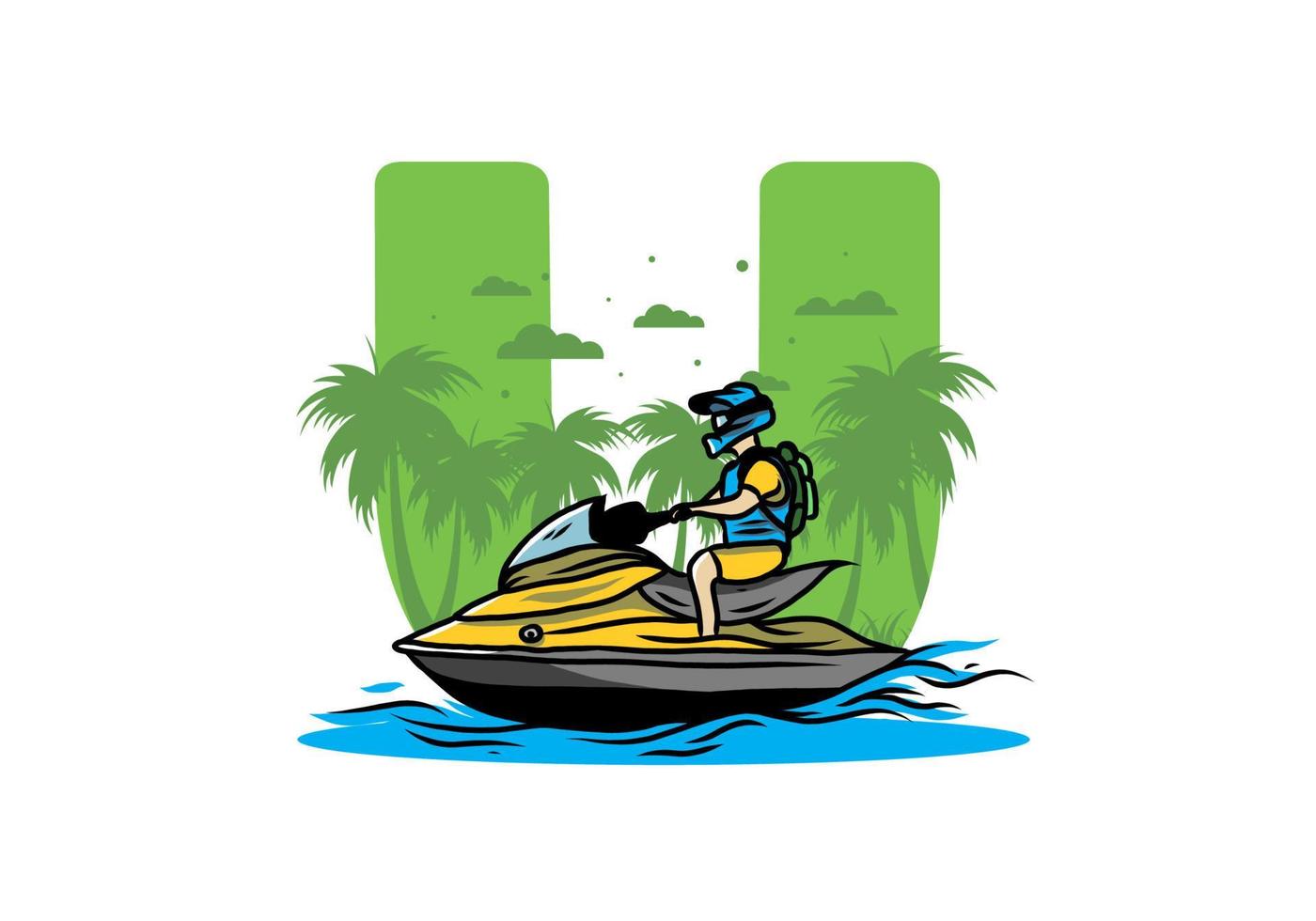 jet sky sport on the beach illustration vector