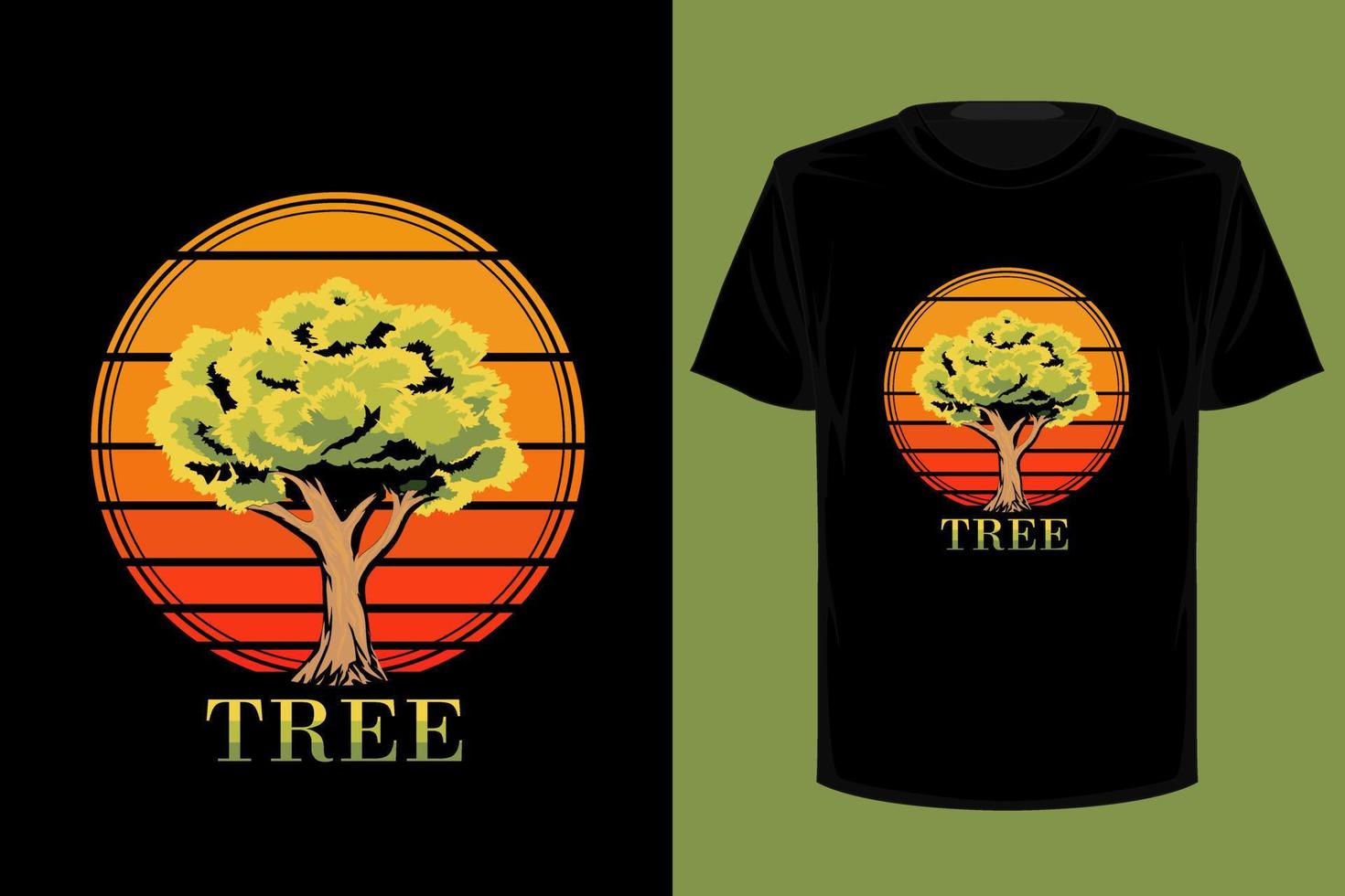 diseño de camiseta vintage retro de árbol vector