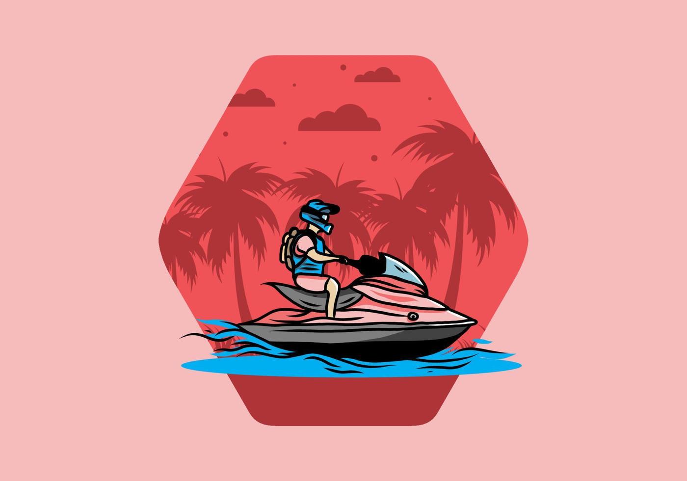 jet sky sport on the beach illustration vector