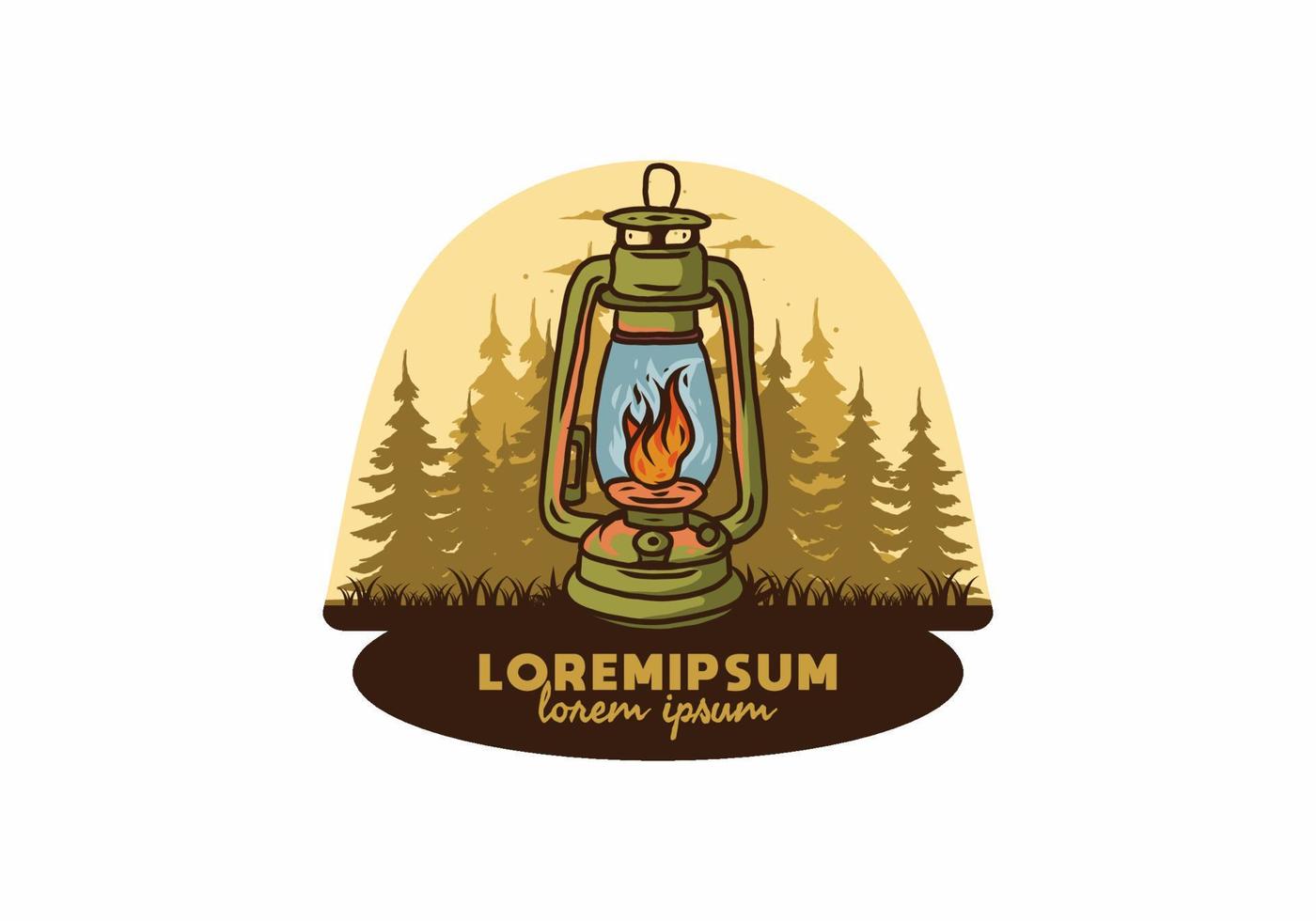 Colorful vintage outdoor lantern with fire flame vector