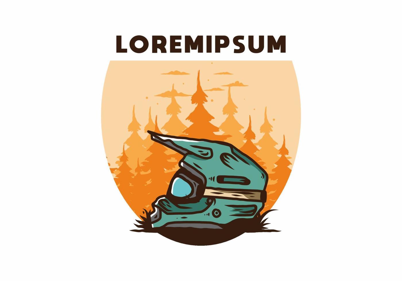 Outdoor motocross trail helmet illustration vector