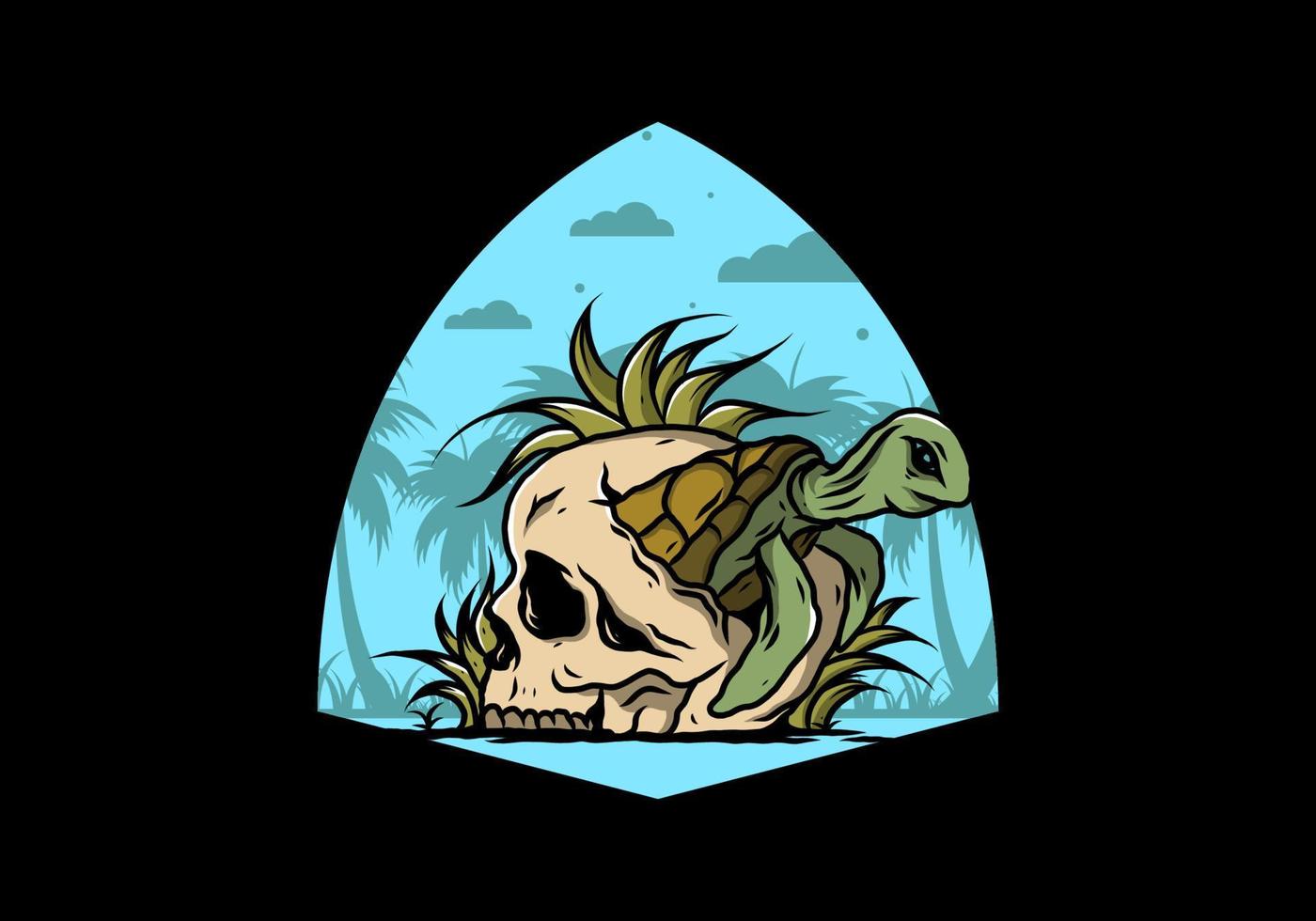 Sea turtle in the skull illustration vector